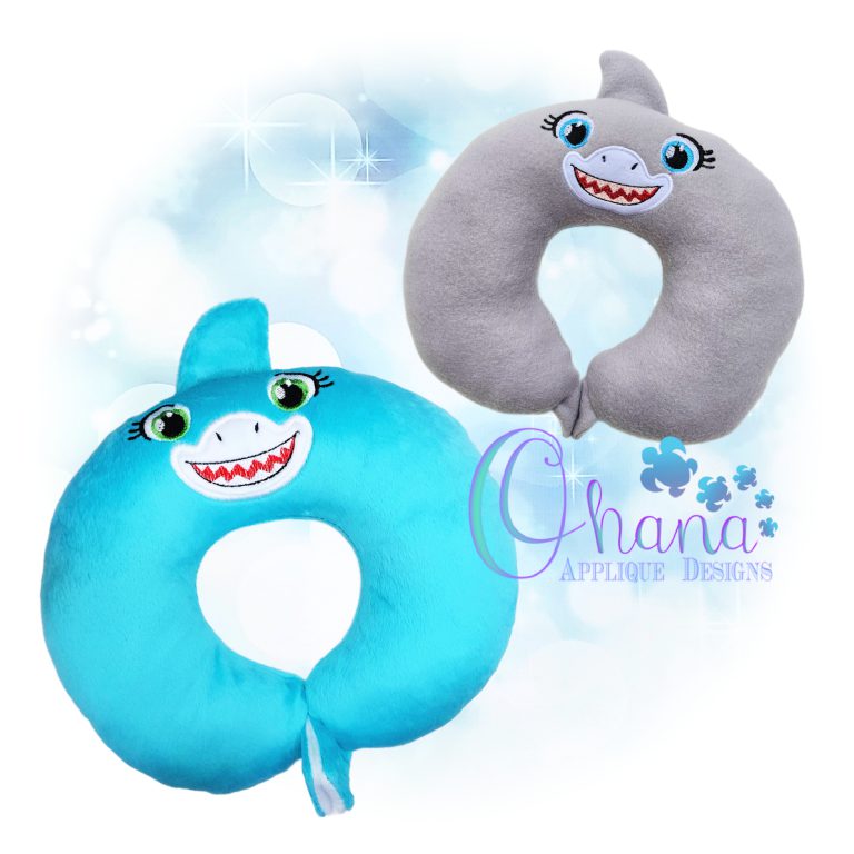 Shark Travel Pillow Embroidery