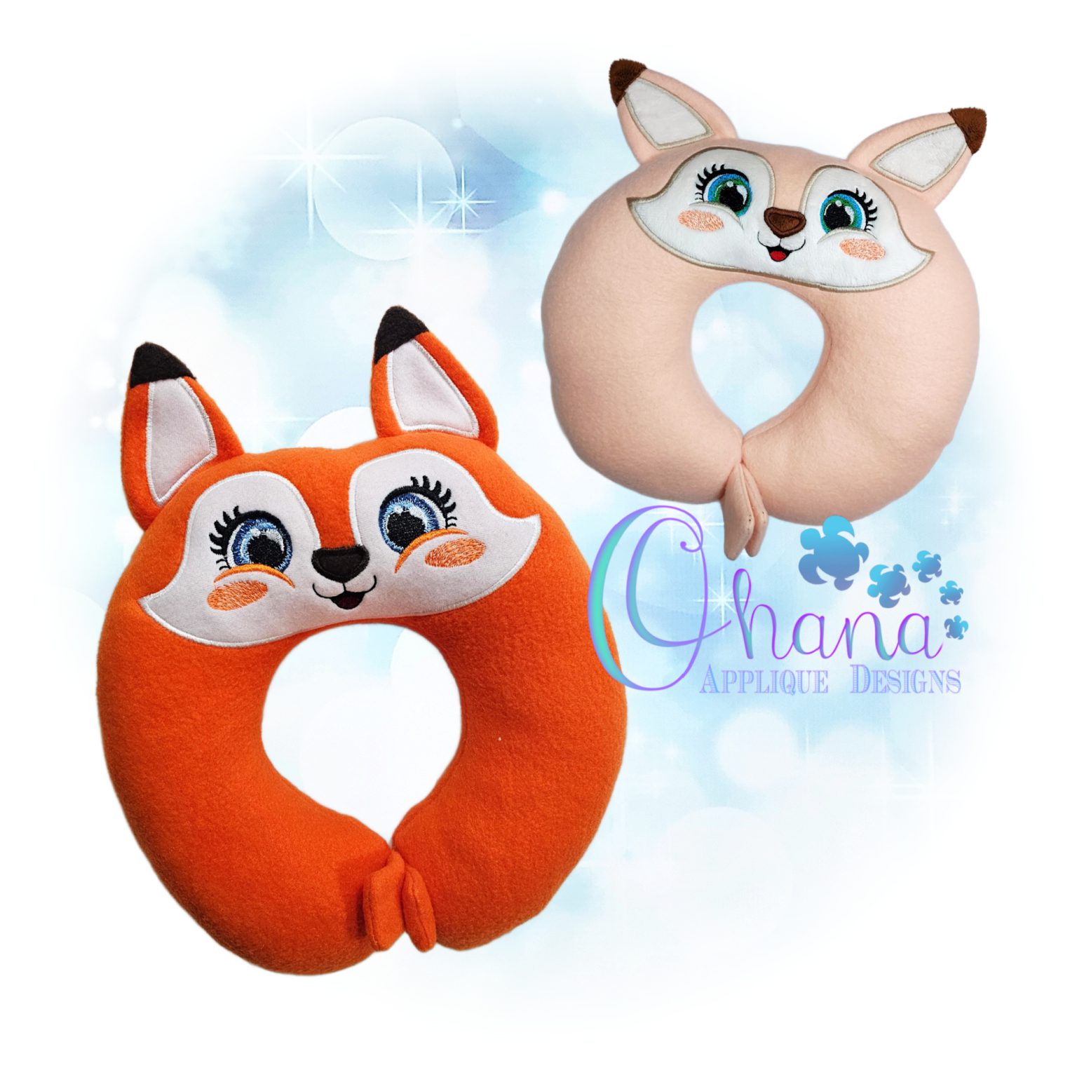 OAD 2508 Fox Travel Pillow 2000 RK EC Fox Travel Pillow Embroidery