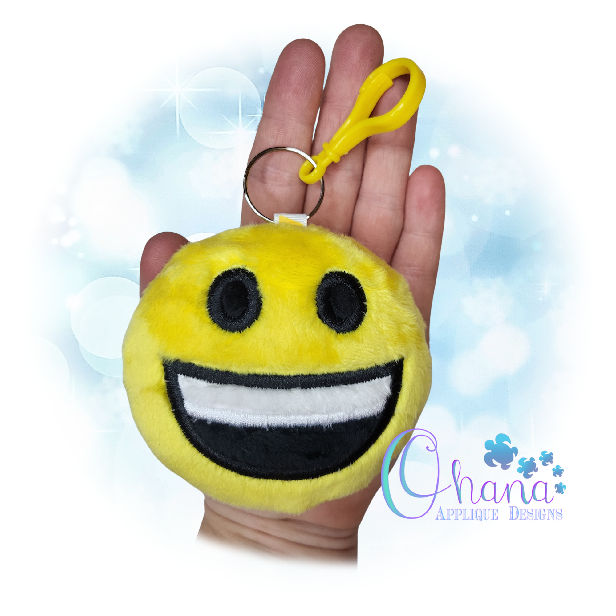 OAD 2508 Grinning Emoji Stuffie 2000 SJ Grinning Emoji Stuffie Embroidery