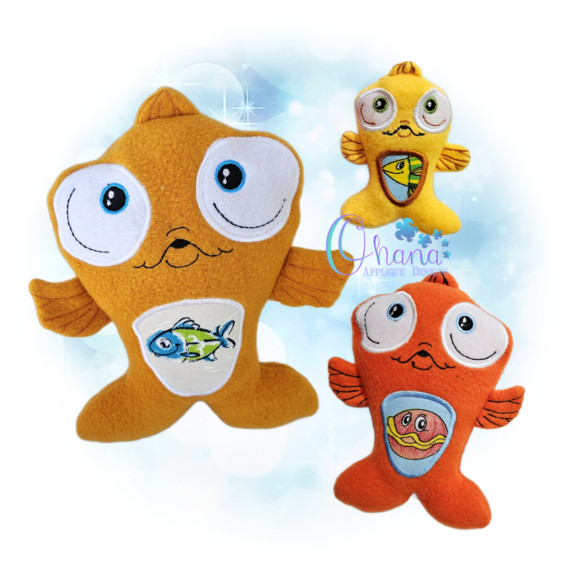 OAD 2508 Huggable Goldfish Stuffie 2000 RK-2 Huggable Goldfish Stuffie Embroidery