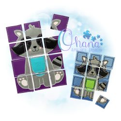 Racoon Puzzle Embroidery Design