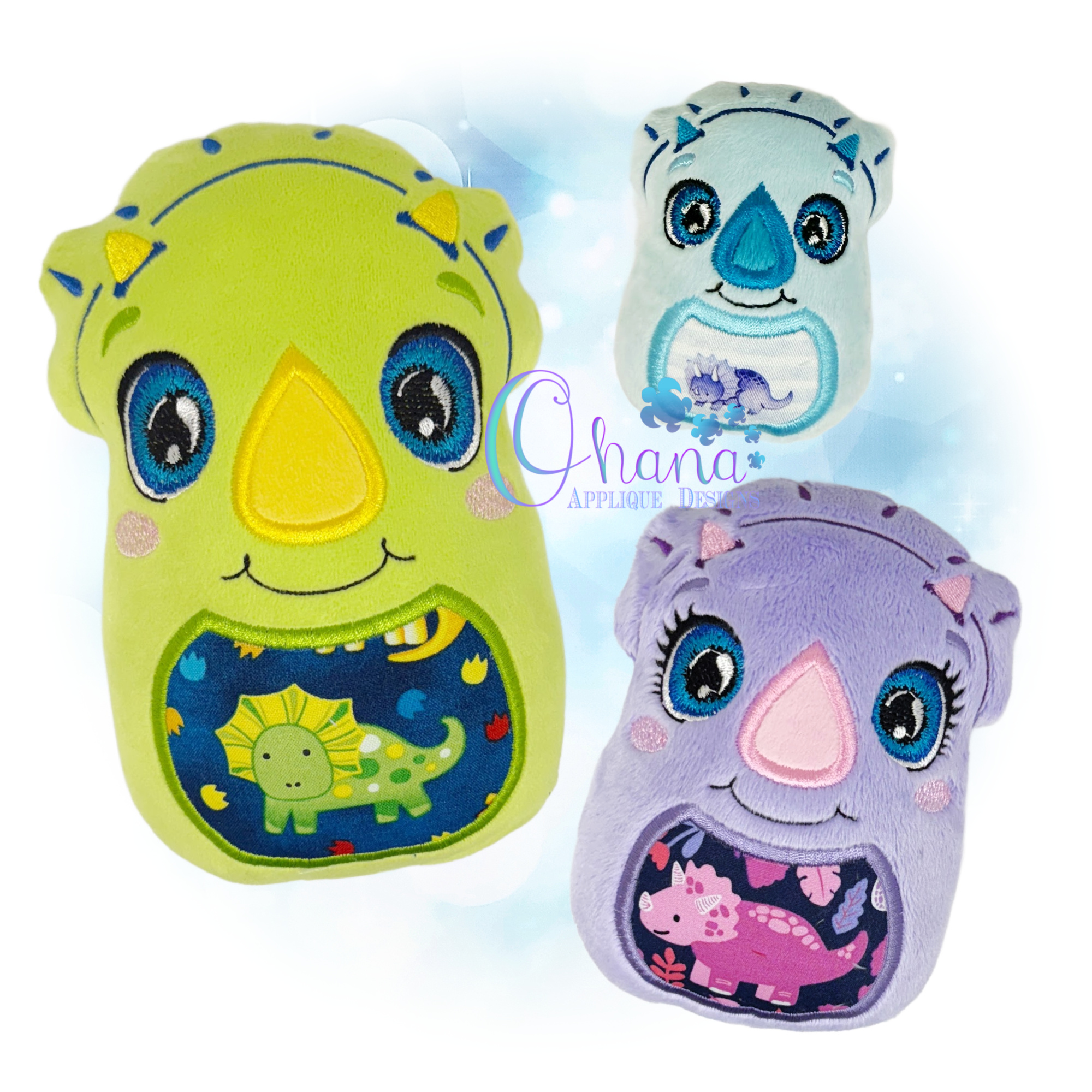 Triceratops Egglet Stuffie Embroidery