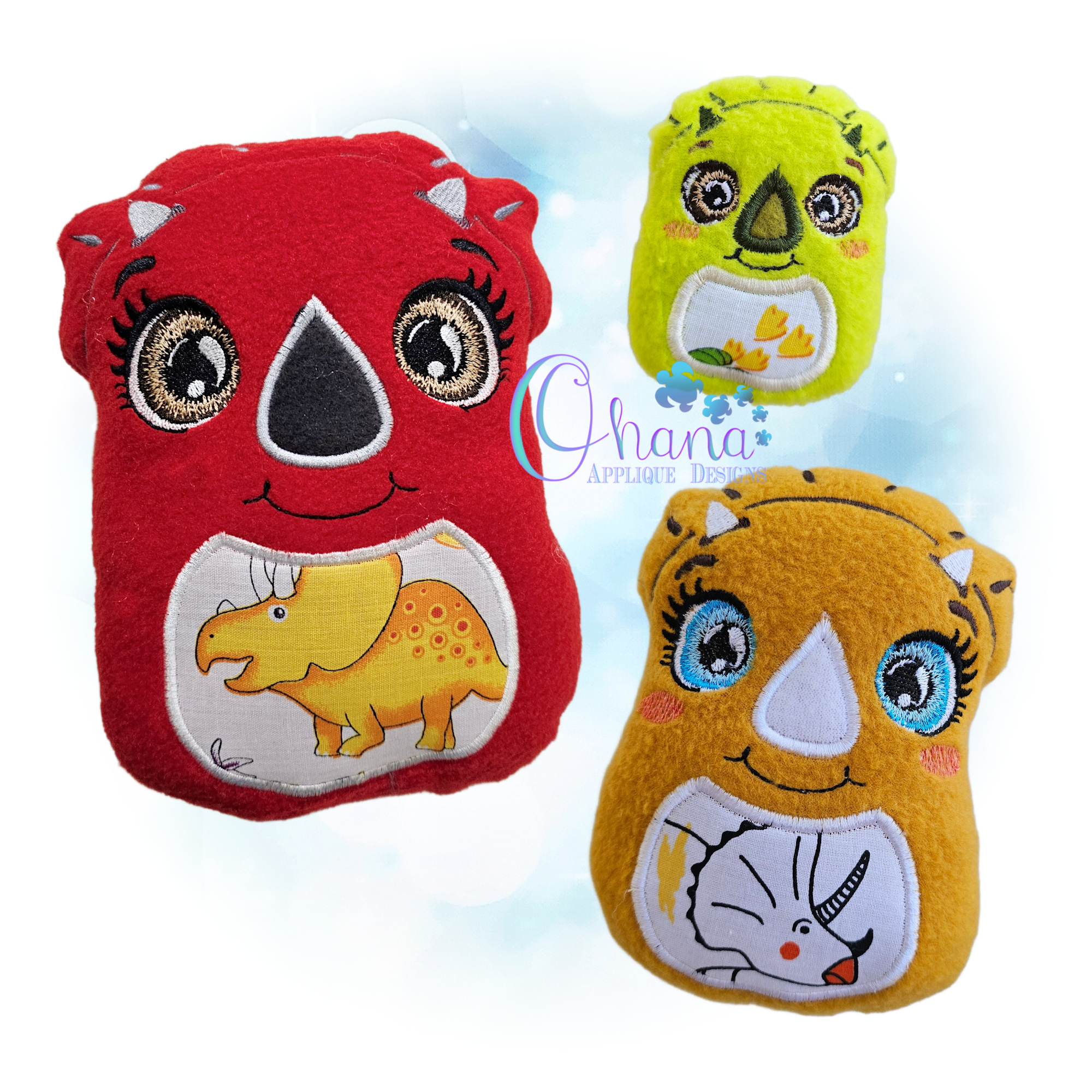 Triceratops Egglet Stuffie Embroidery