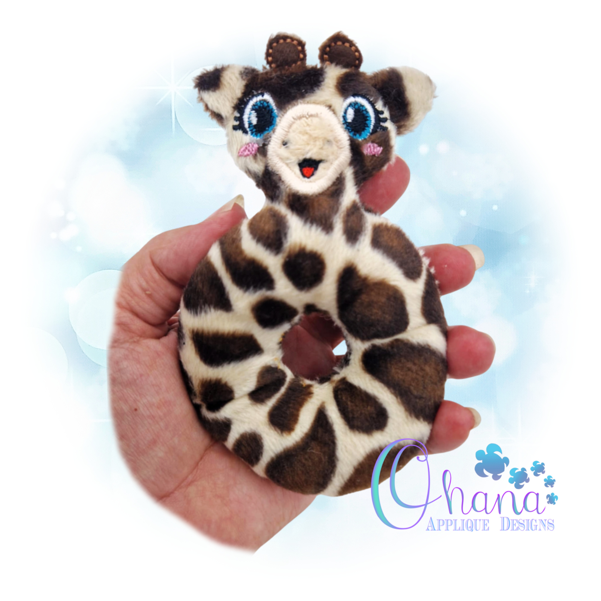 Giraffe Ring Rattle Embroidery