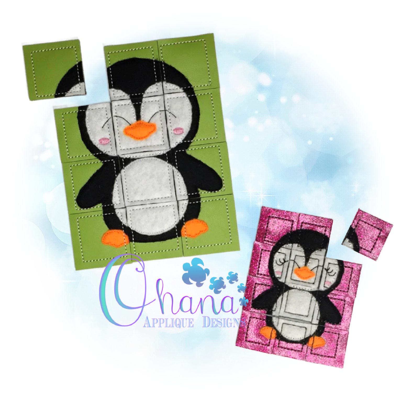 OAD 2509 Penguin Puzzle 2000 DB Penguin Puzzle Embroidery Design