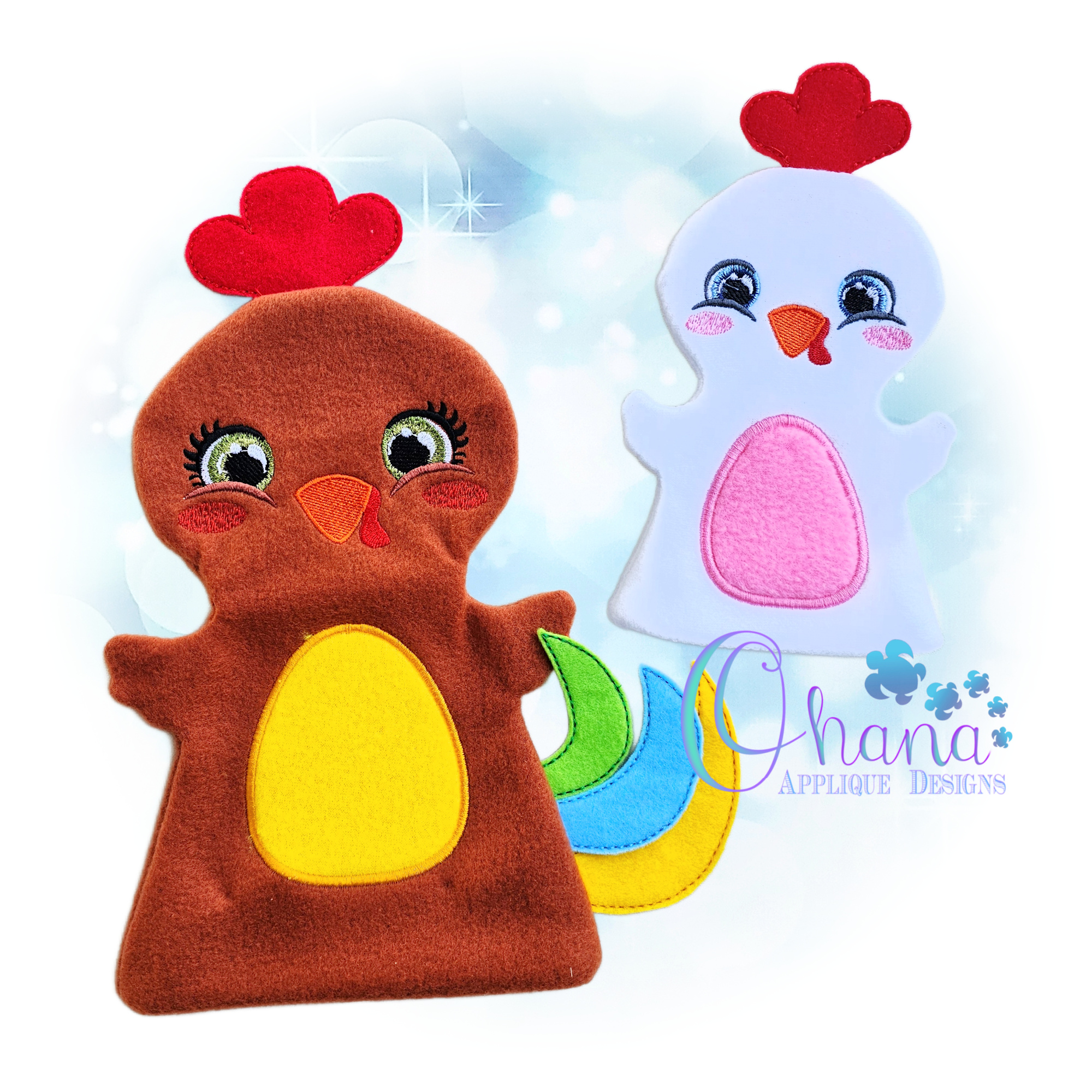 Rooster Hand Puppet Embroidery