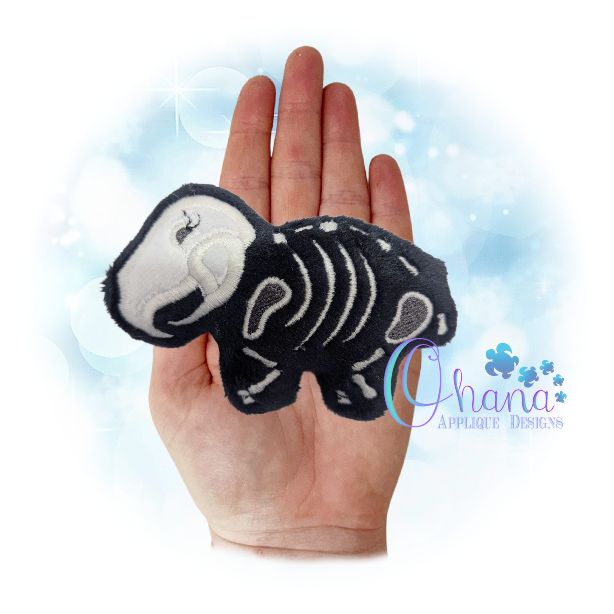 Skelly Capybara Stuffie Embroidery