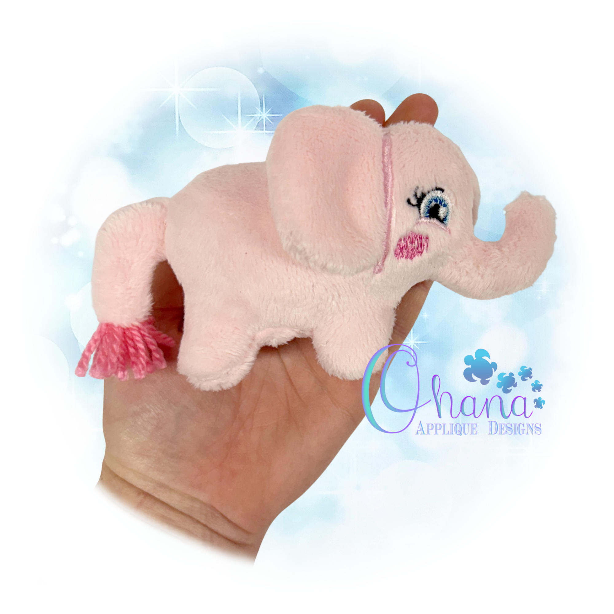 3D Standing Elephant Stuffie Embroidery