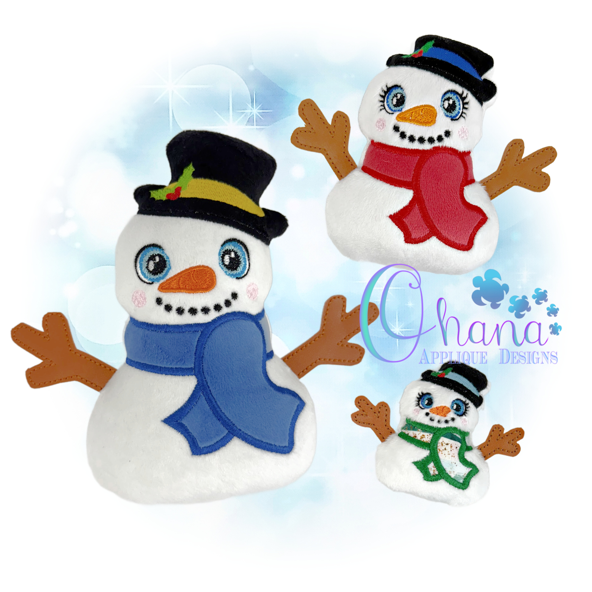 Blizzard Snowman Stuffie Embroidery