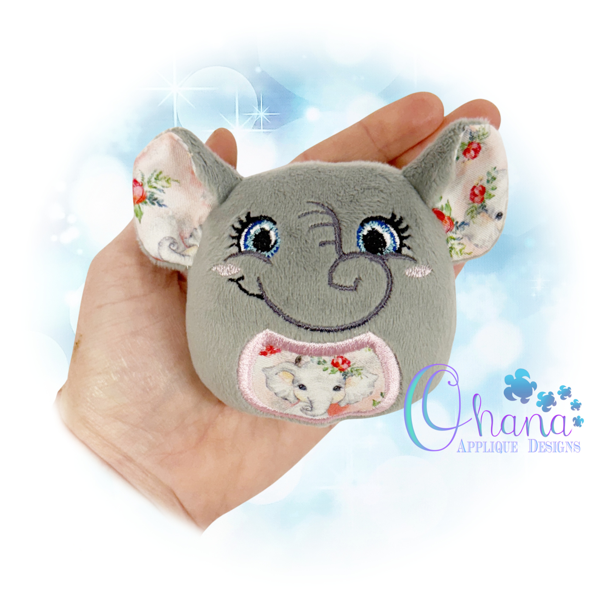 Elephant Egglet Stuffie Embroidery