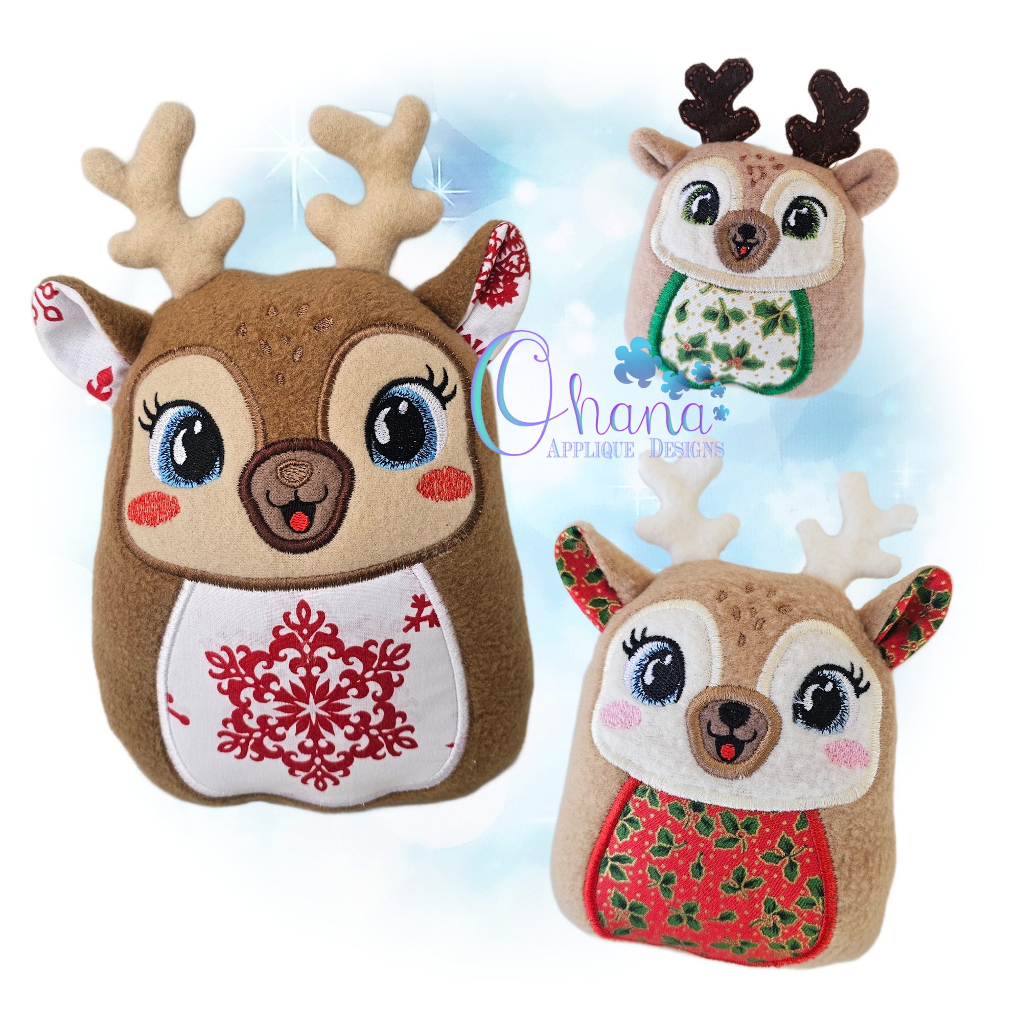 Reindeer Egglet Stuffie Embroidery