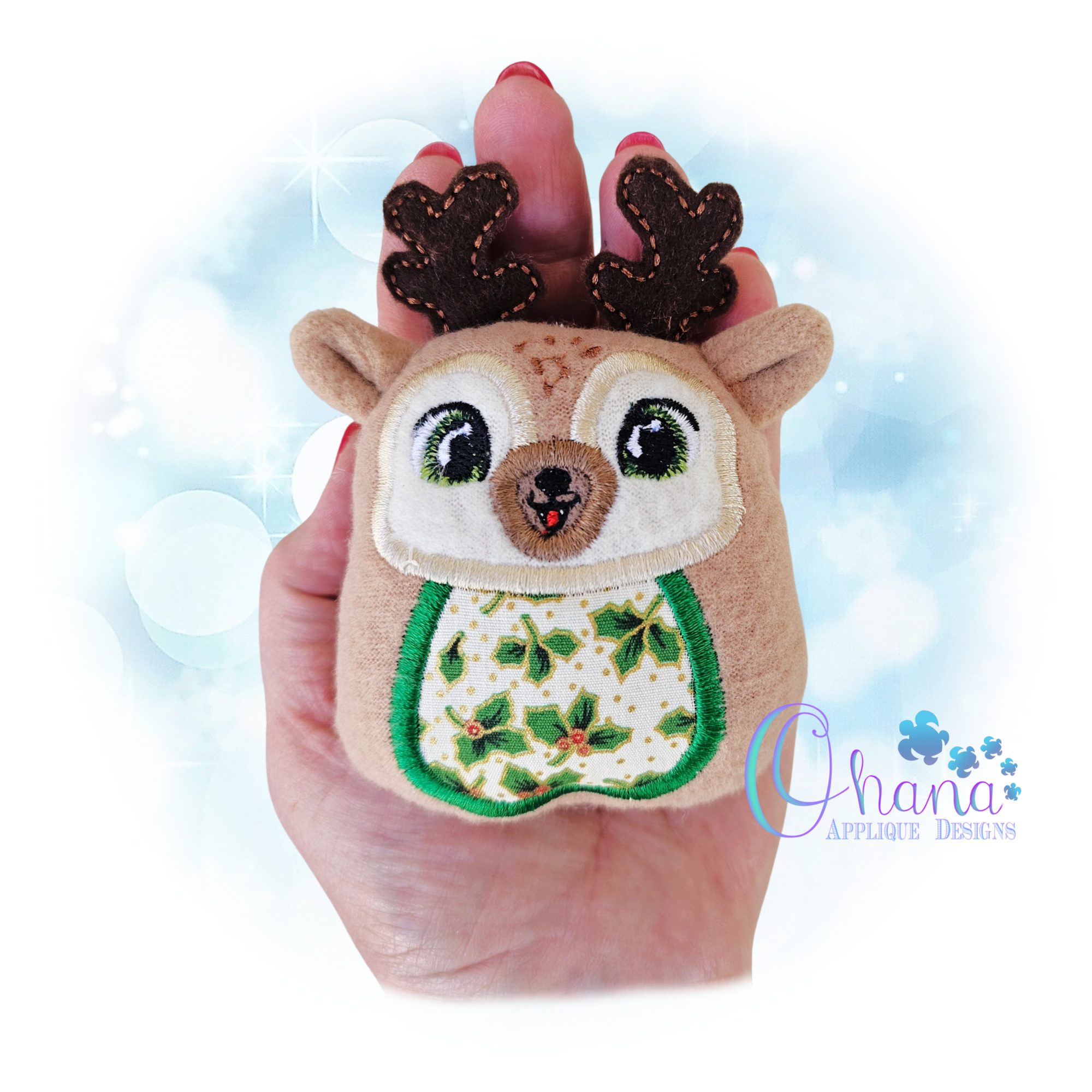 Reindeer Egglet Stuffie Embroidery