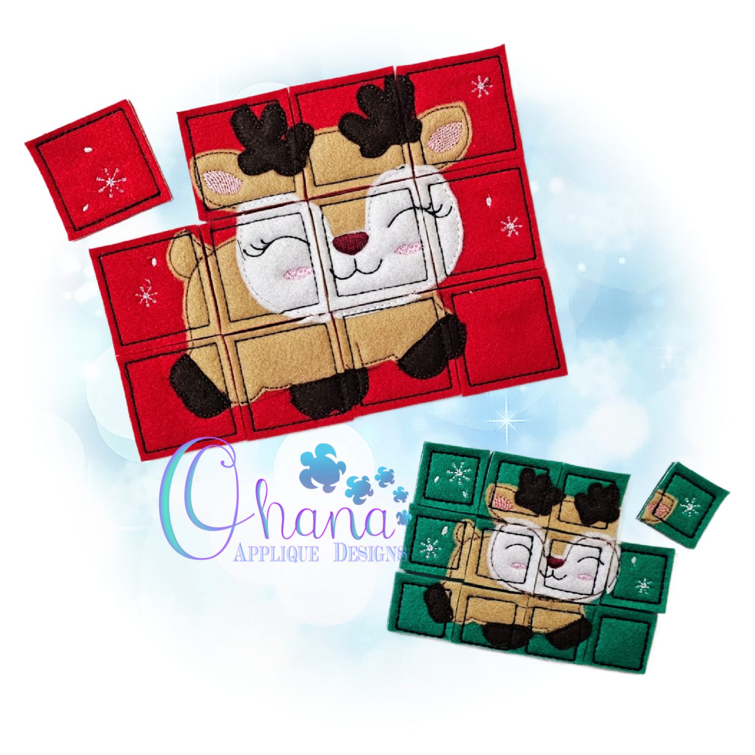 OAD 2510 Reindeer Puzzle 2000 RK Reindeer Puzzle Embroidery Design