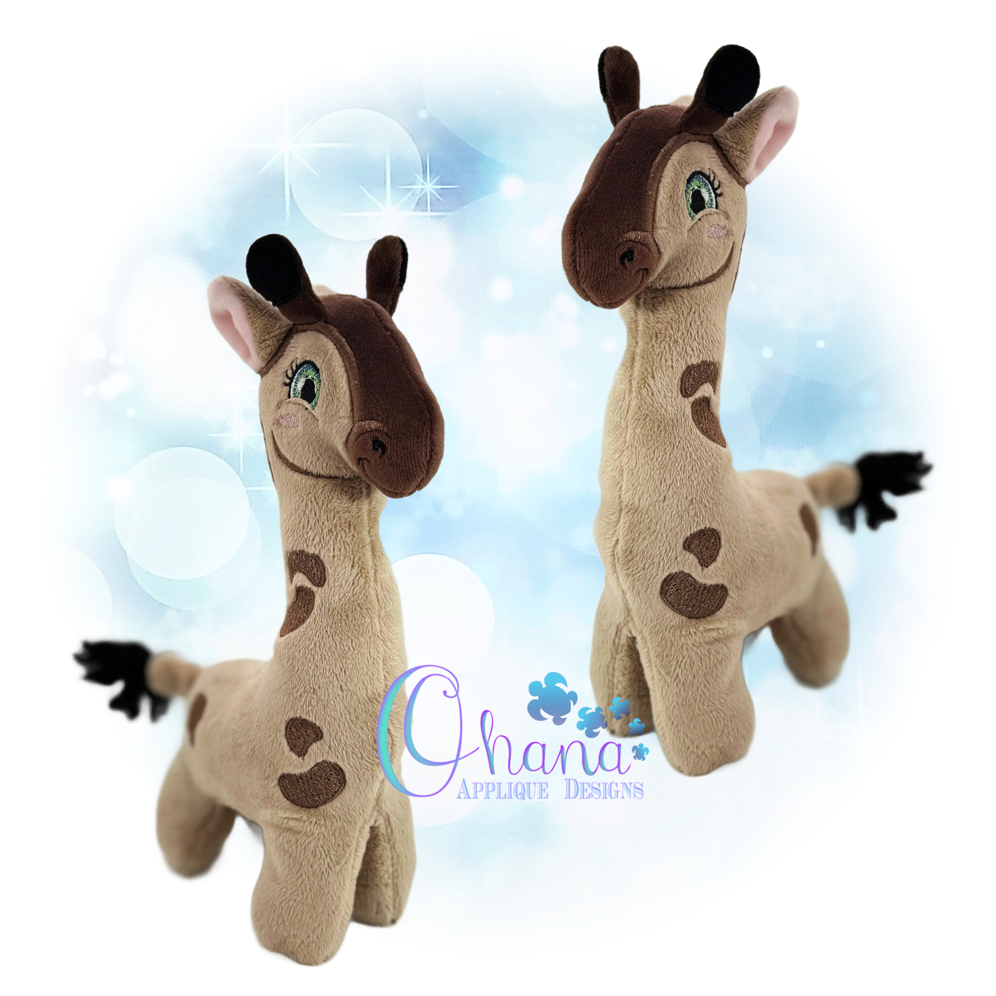 3D Standing Giraffe Stuffie Embroidery