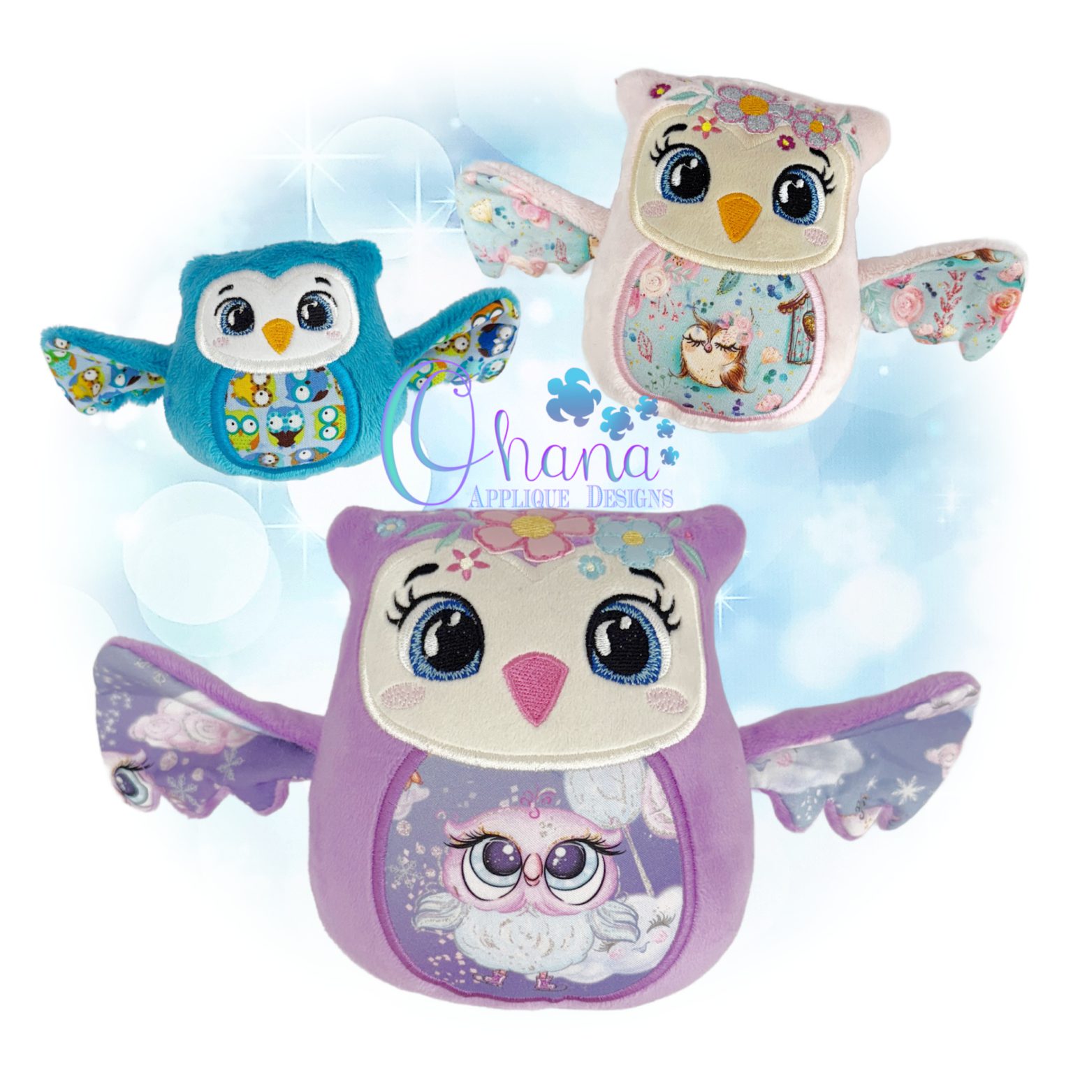 OAD 2511 Floral Owl Egglet 2000 LA copy Owl Egglet Stuffie Embroidery