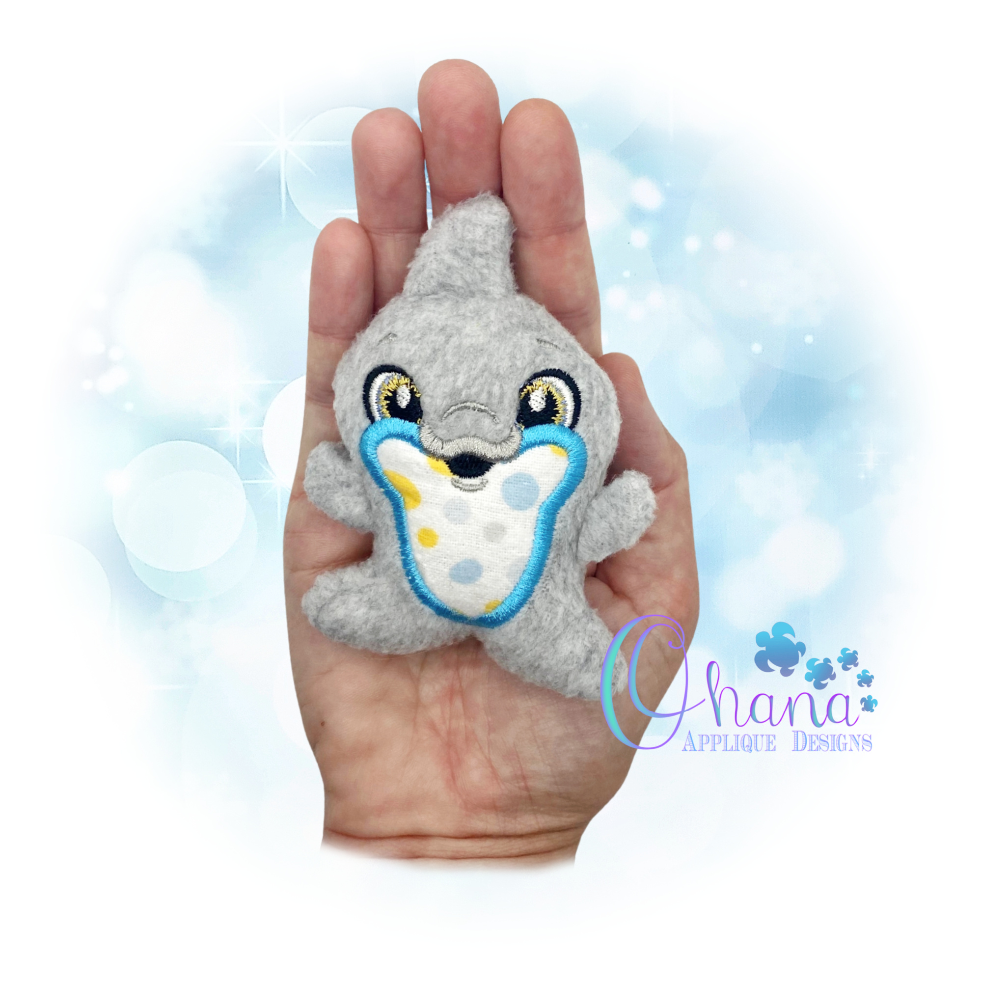 Huggable Dolphin Stuffie Embroidery