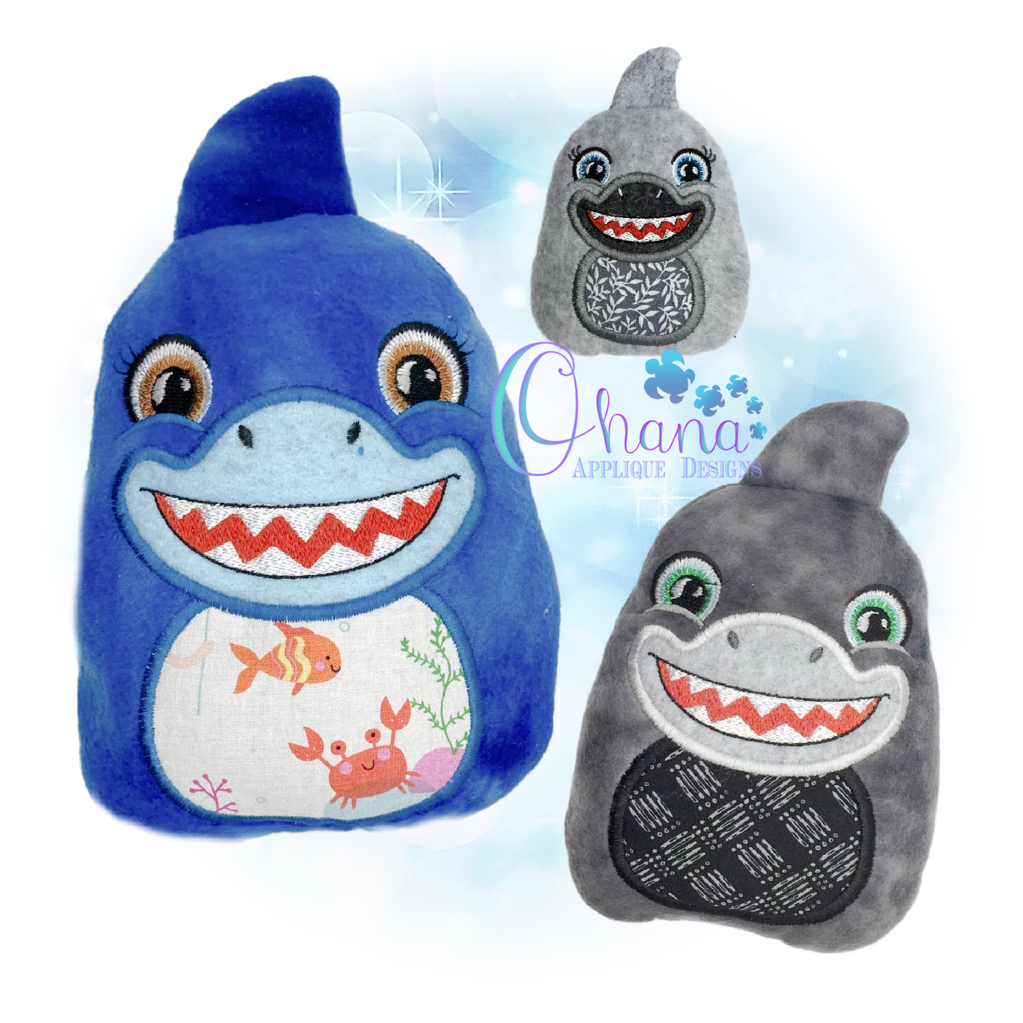 Shark Egglet Stuffie Embroidery