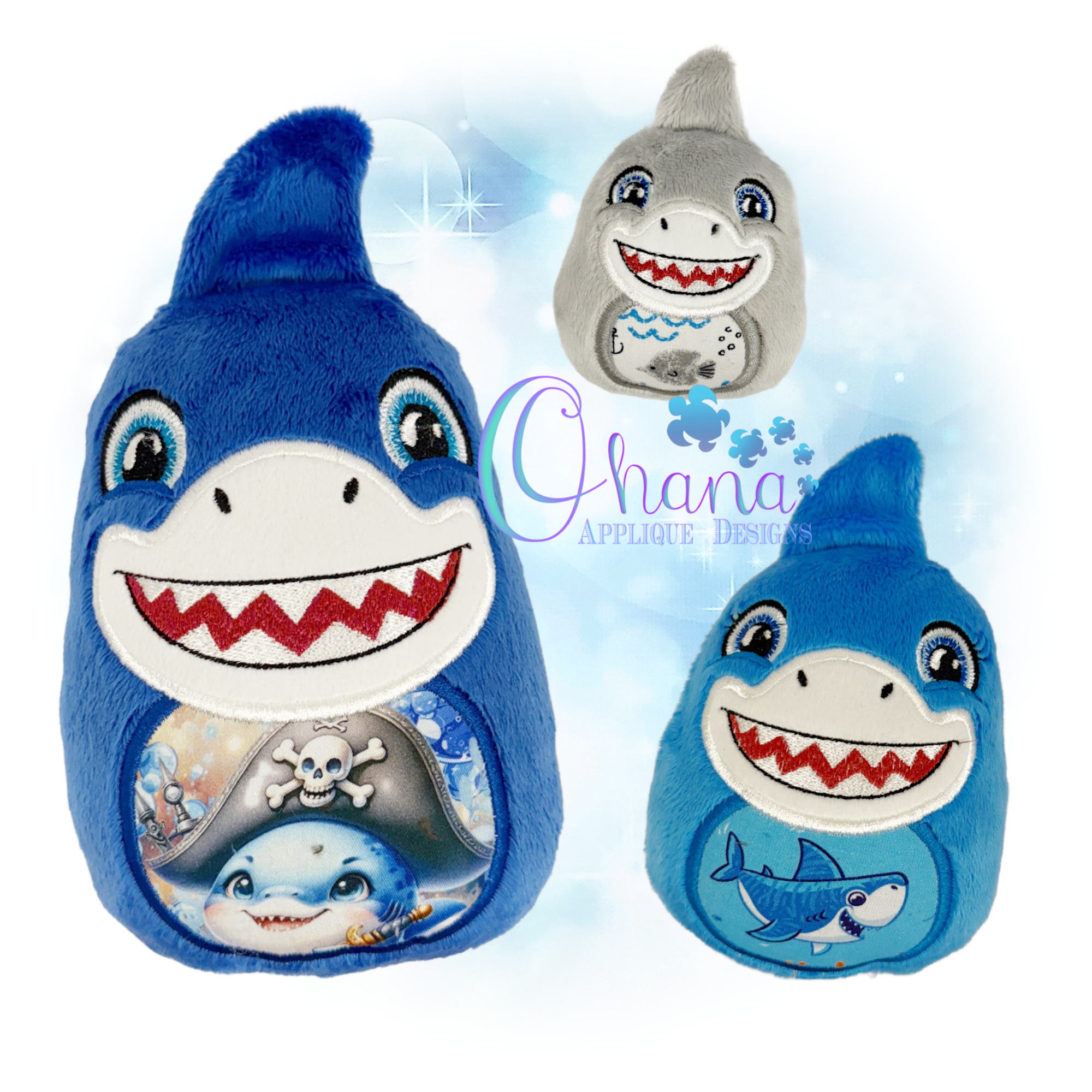 Shark Egglet Stuffie Embroidery