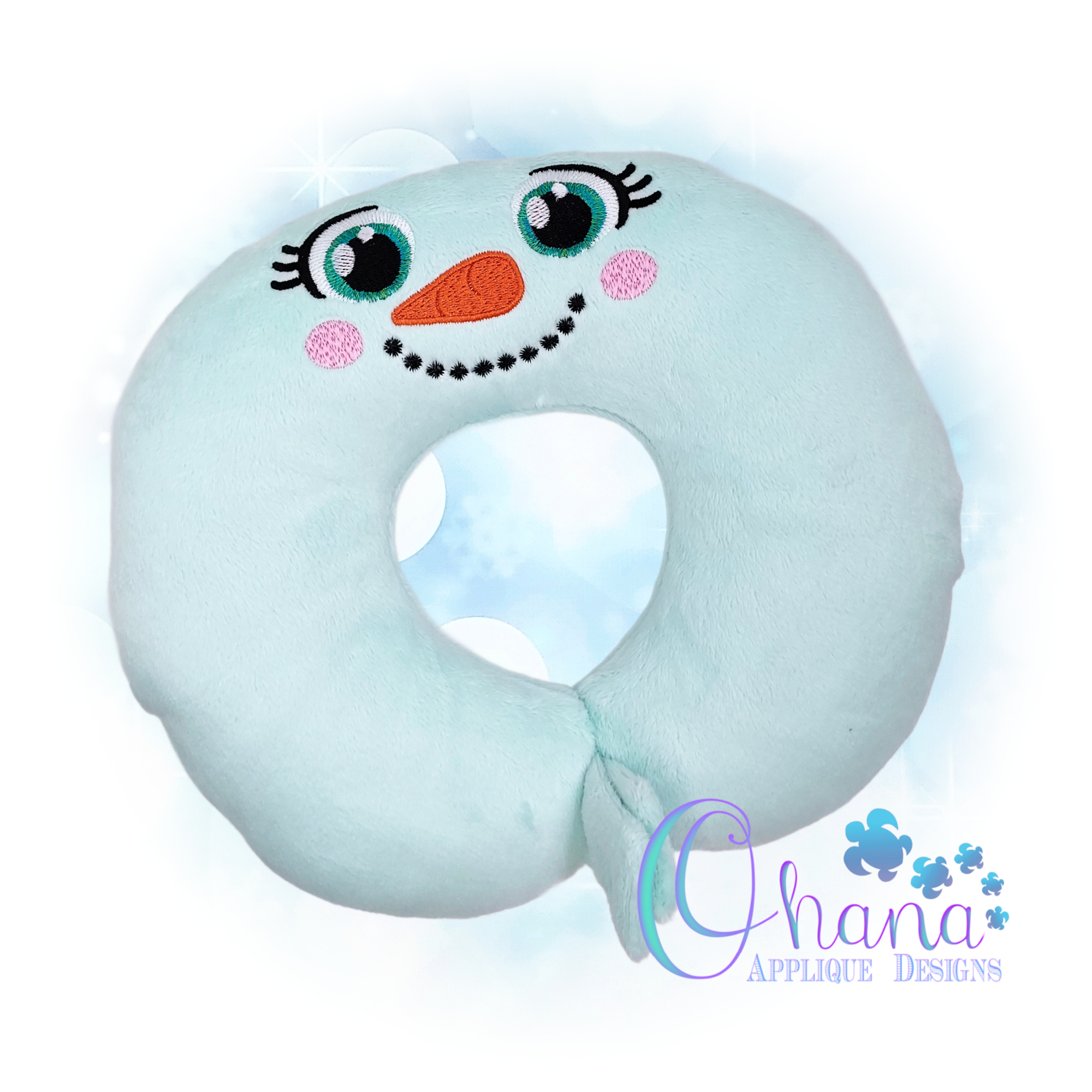 Snowman Travel Pillow Embroidery