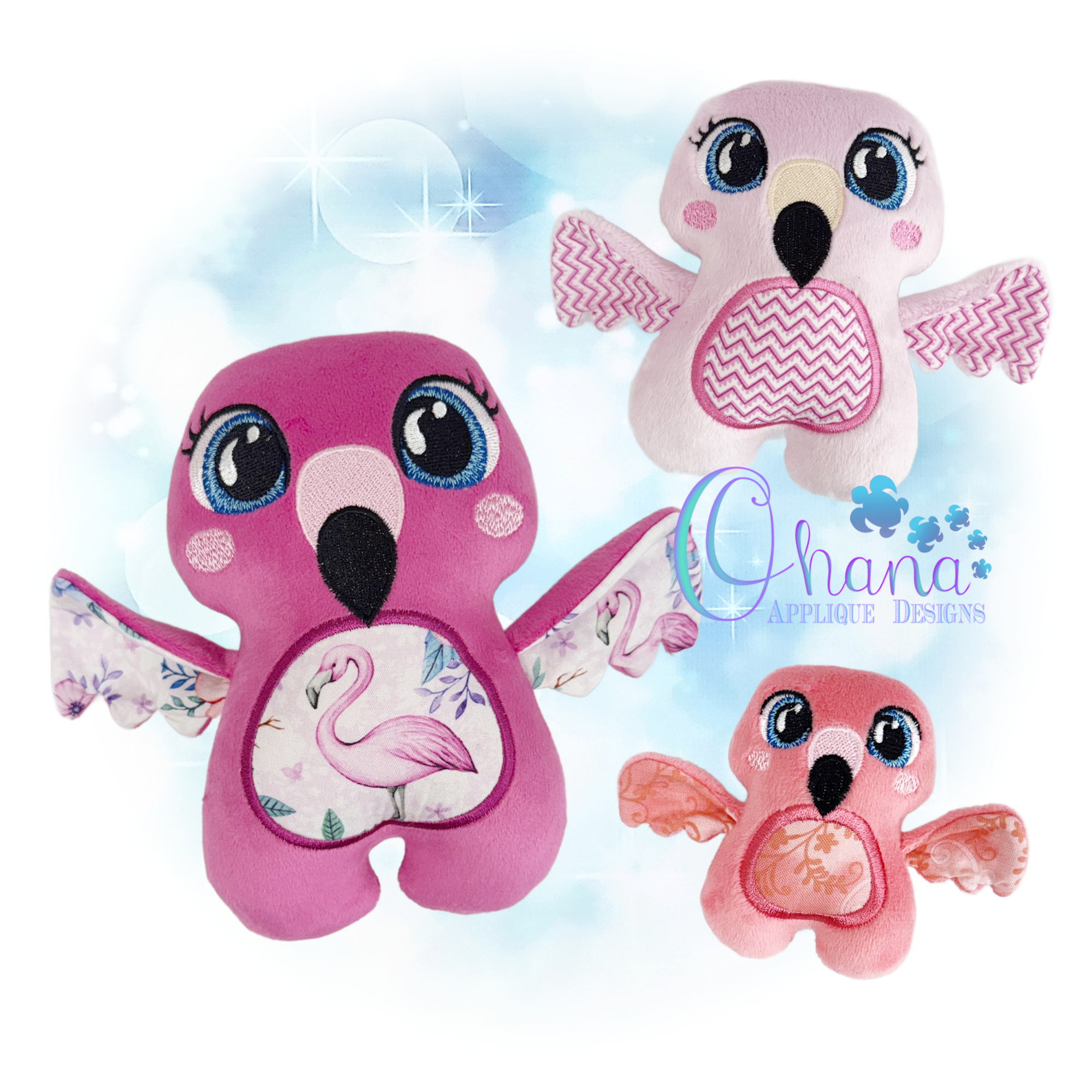 OAD 2512 Huggable Flamingo Stuffie 2000 LA Huggable Flamingo Stuffie Embroidery
