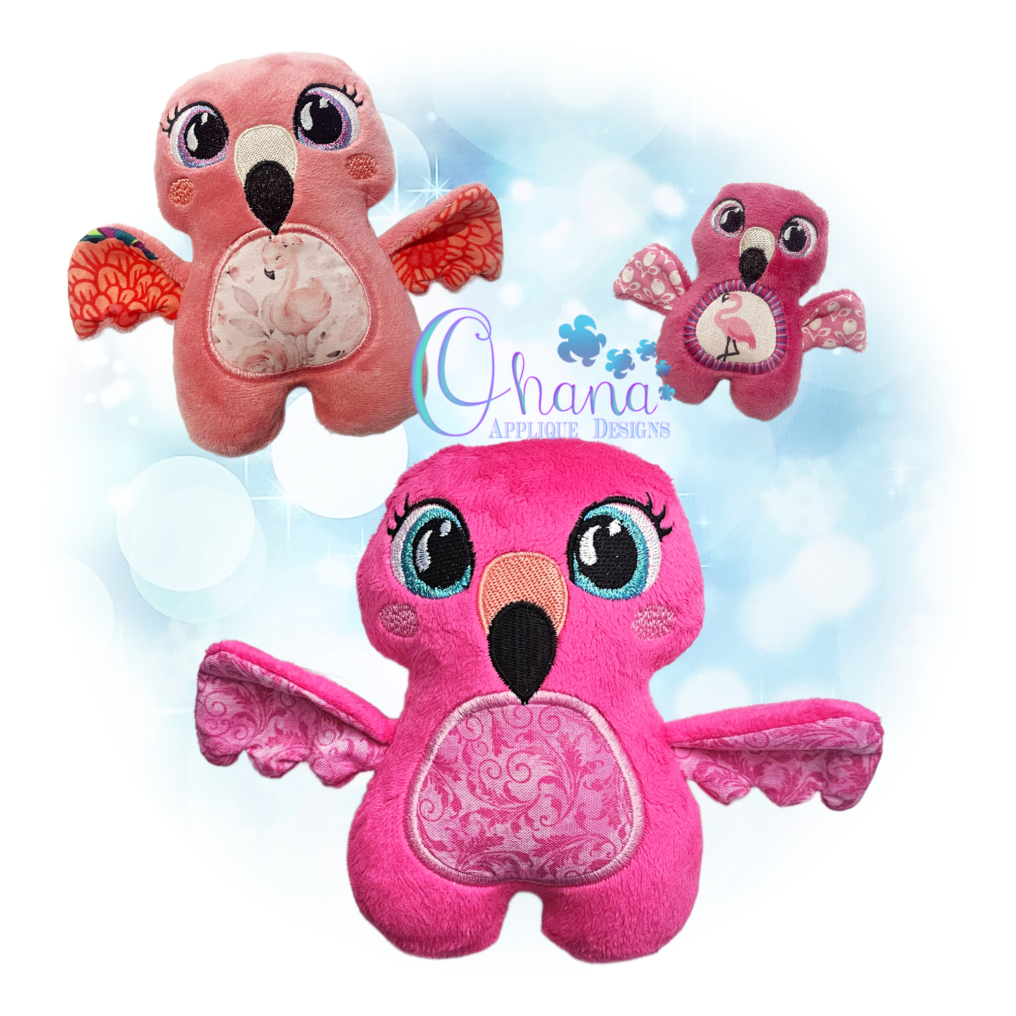 OAD 2512 Huggable Flamingo Stuffie 2000 SL AK Huggable Flamingo Stuffie Embroidery