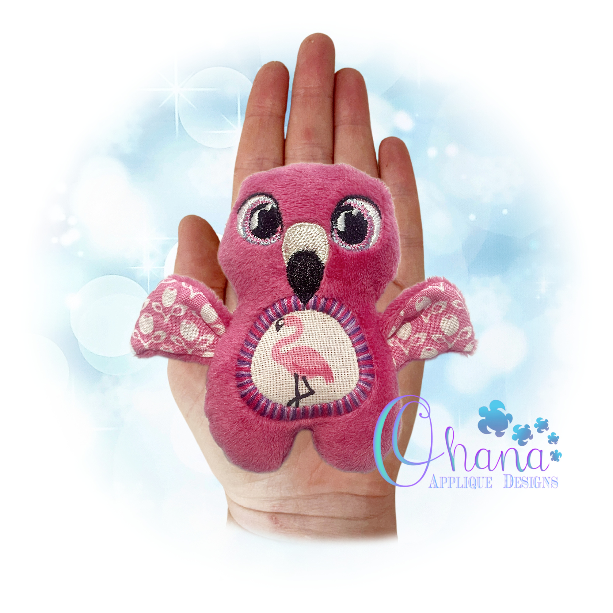 OAD 2512 Huggable Flamingo Stuffie 2000 SL Huggable Flamingo Stuffie Embroidery