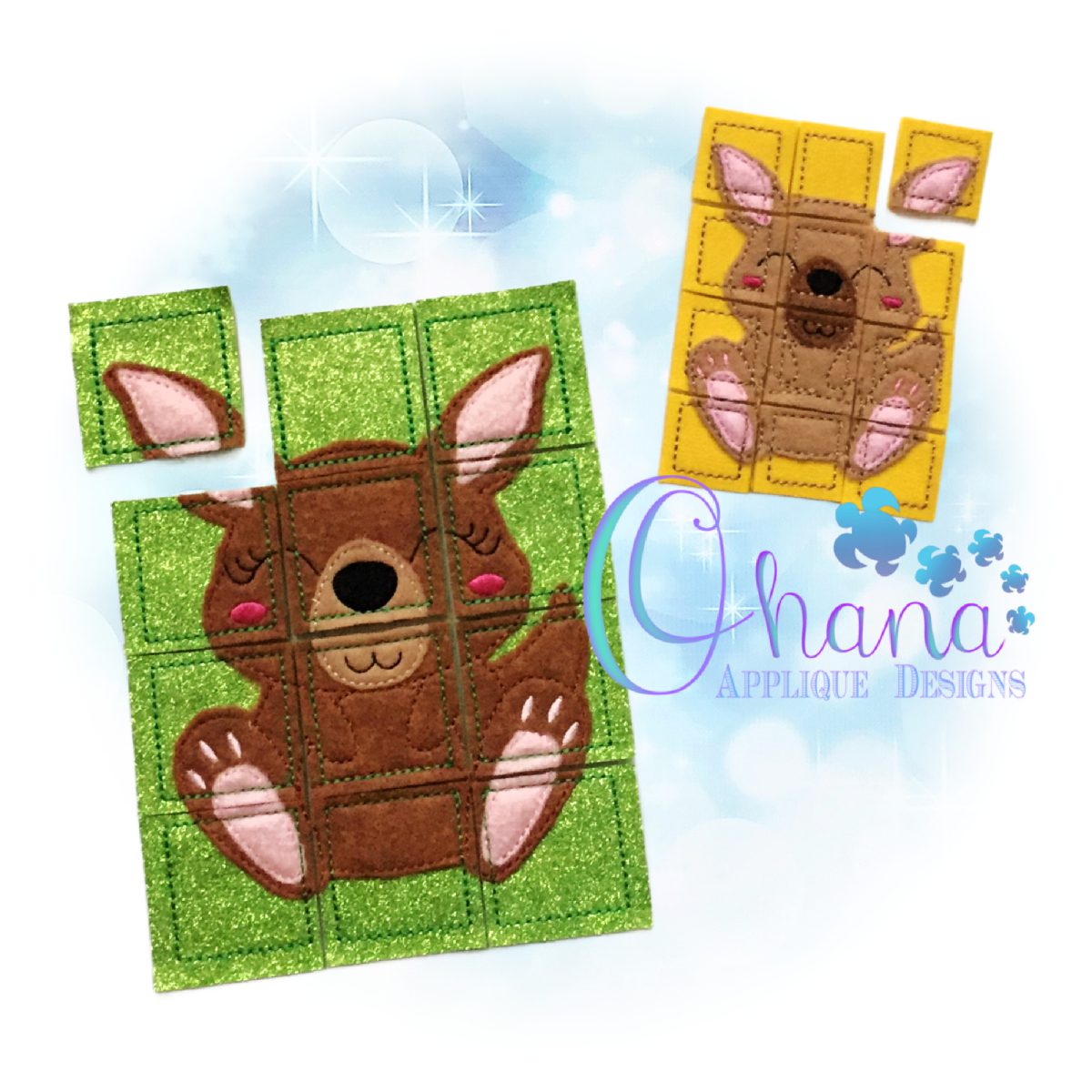 Kangaroo Puzzle Embroidery Design