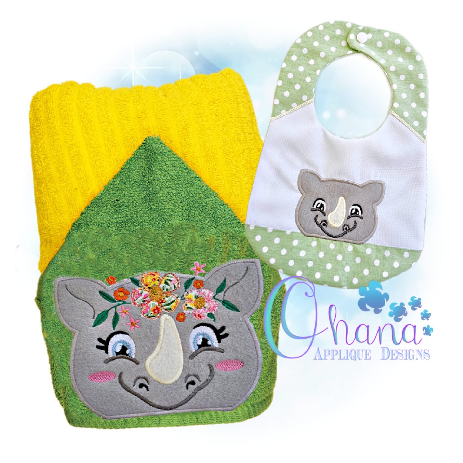 OAD 2512 Rhino Seeker 2000 RK Floral Rhino Peeker Embroidery