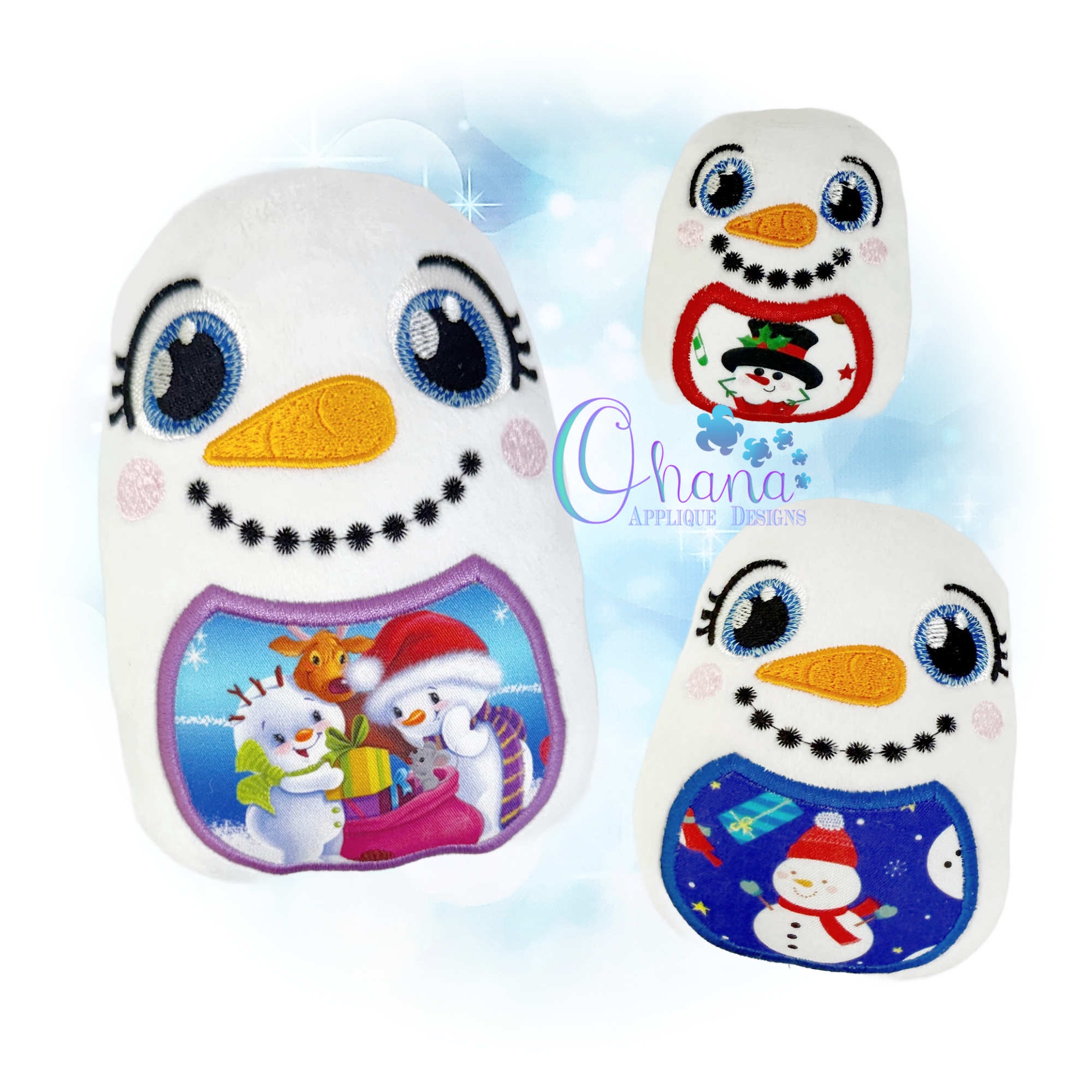 Snowman Egglet Stuffie Embroidery