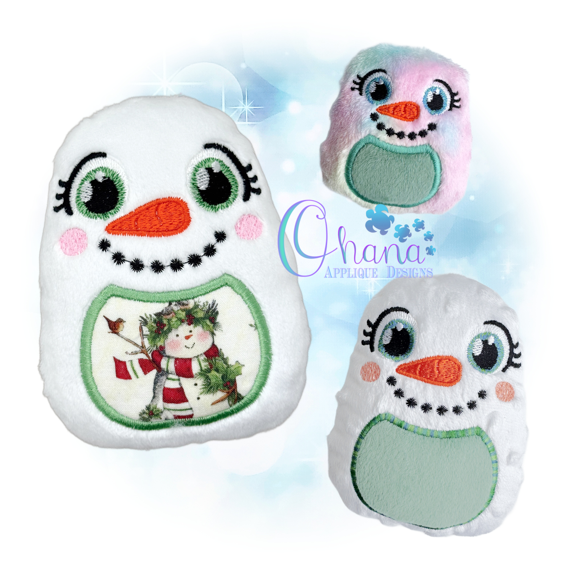 Snowman Egglet Stuffie Embroidery