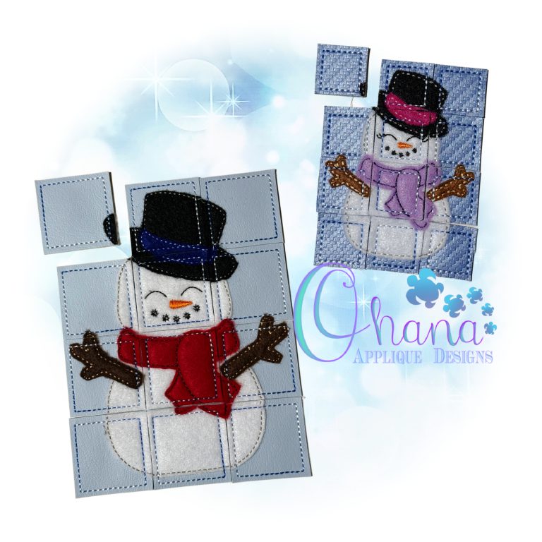 Snowman Puzzle Embroidery Design