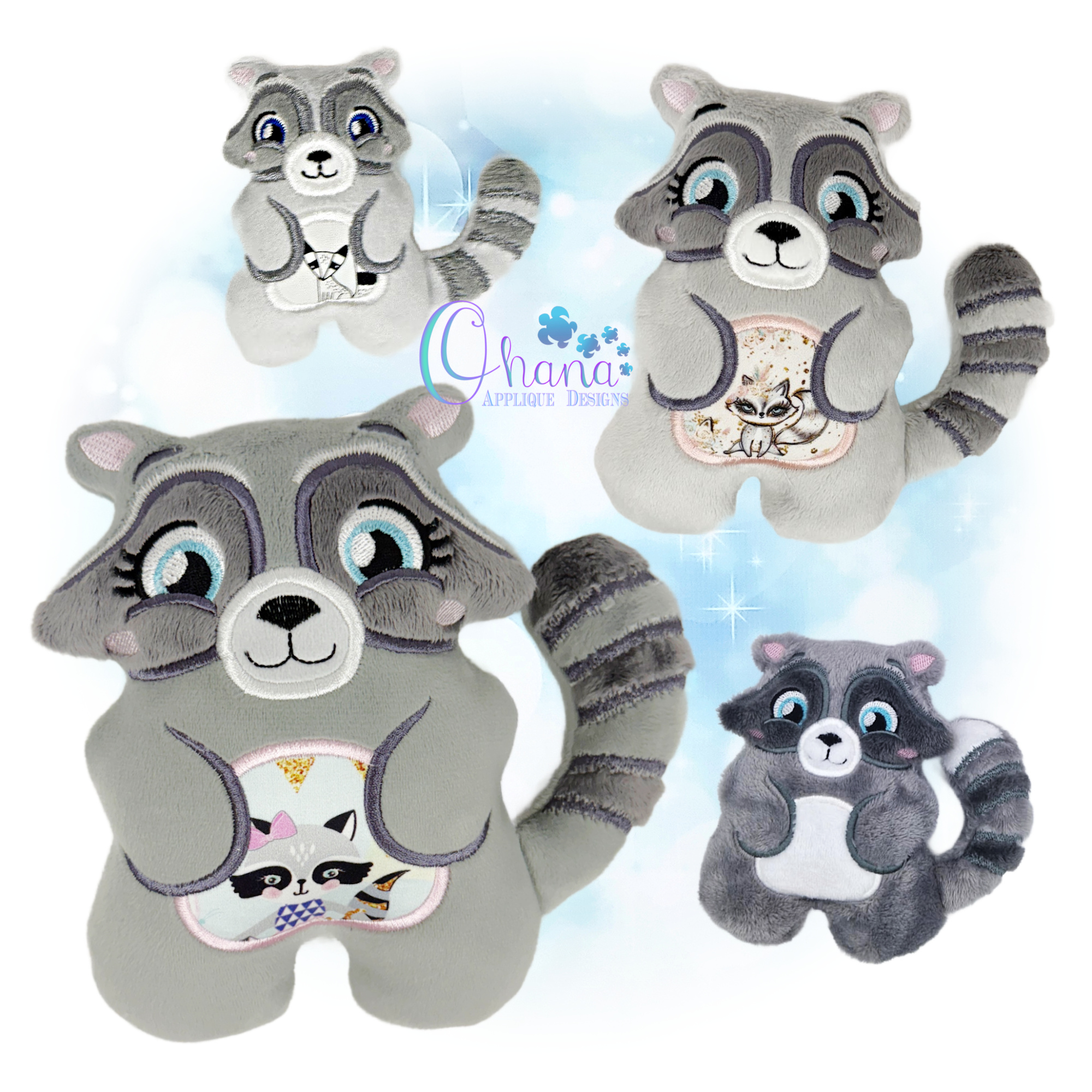 Chubby Raccoon Stuffie Embroidery