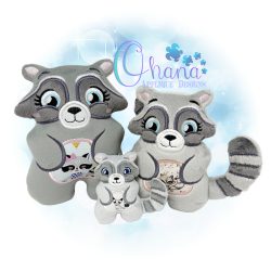 Chubby Raccoon Stuffie Embroidery