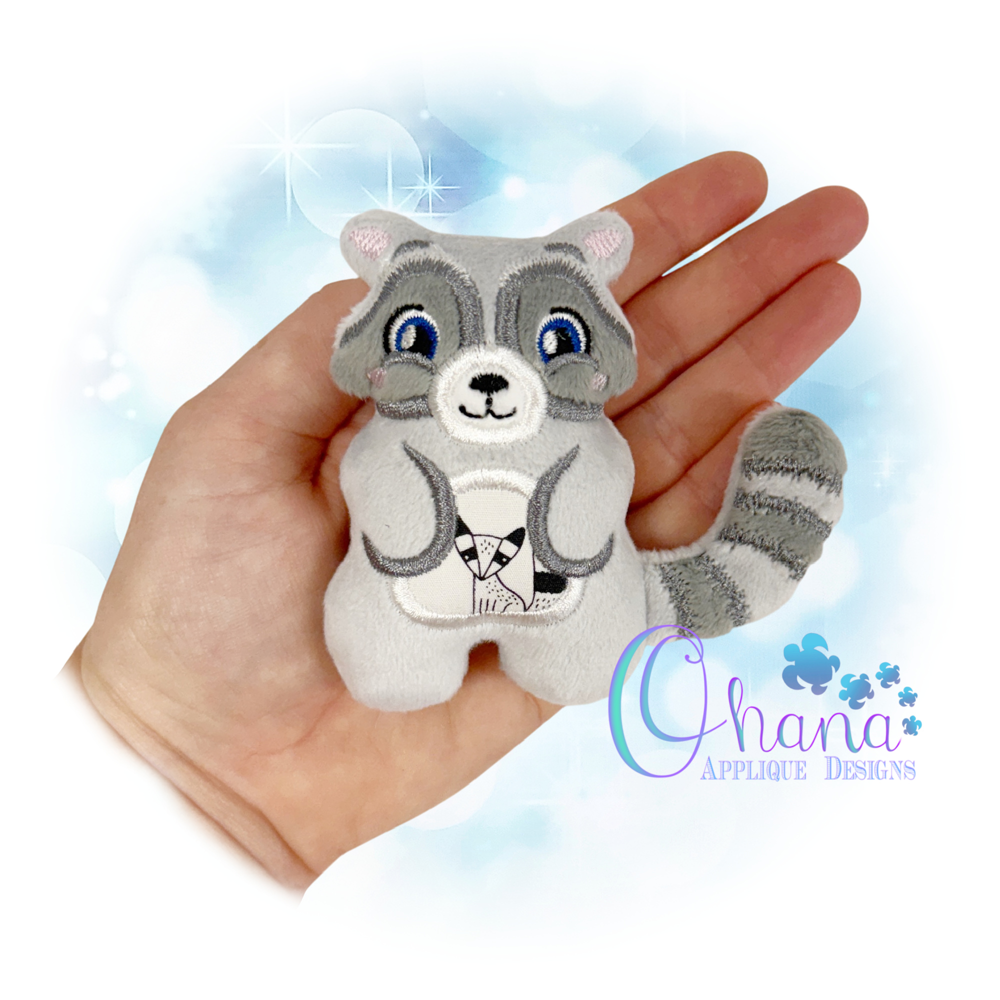 Chubby Raccoon Stuffie Embroidery