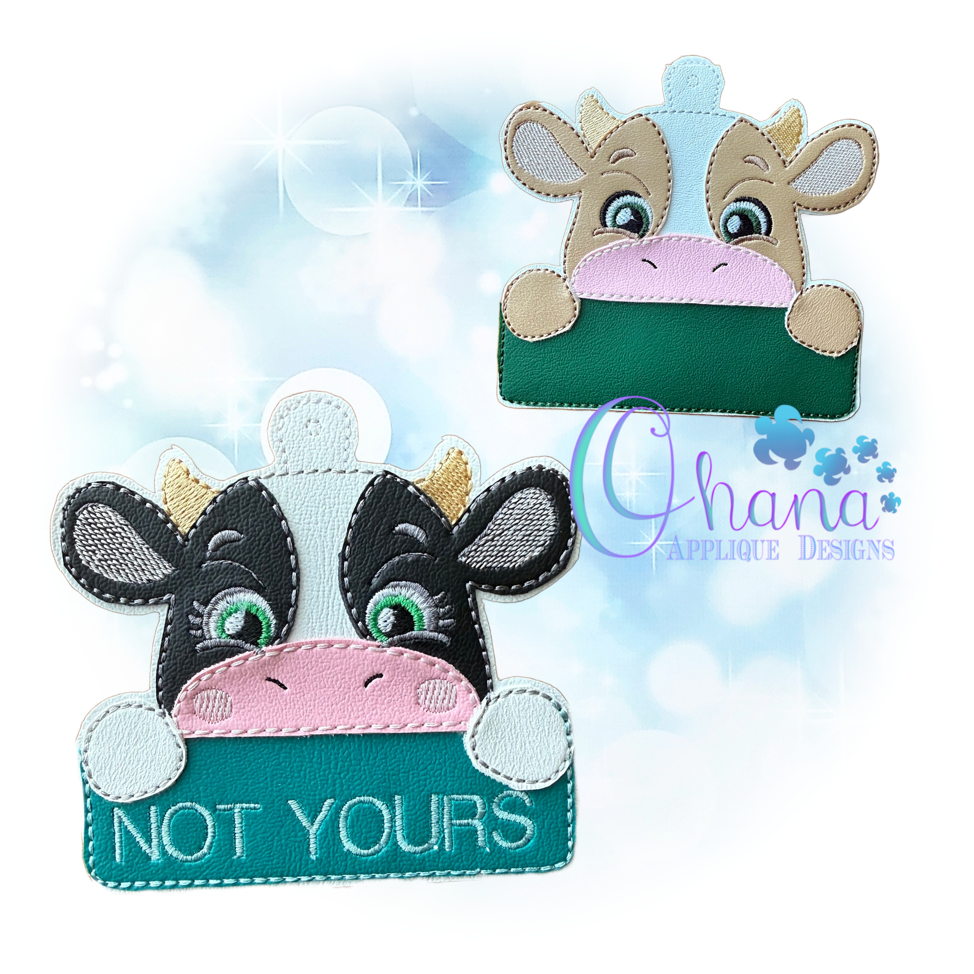 OAD 2601 Cow LT 2000 DG Cow Luggage Tag Embroidery