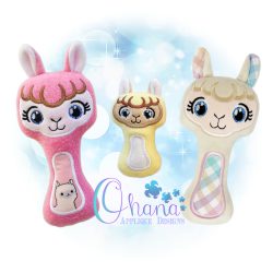 Huggable Llama Rattle Embroidery