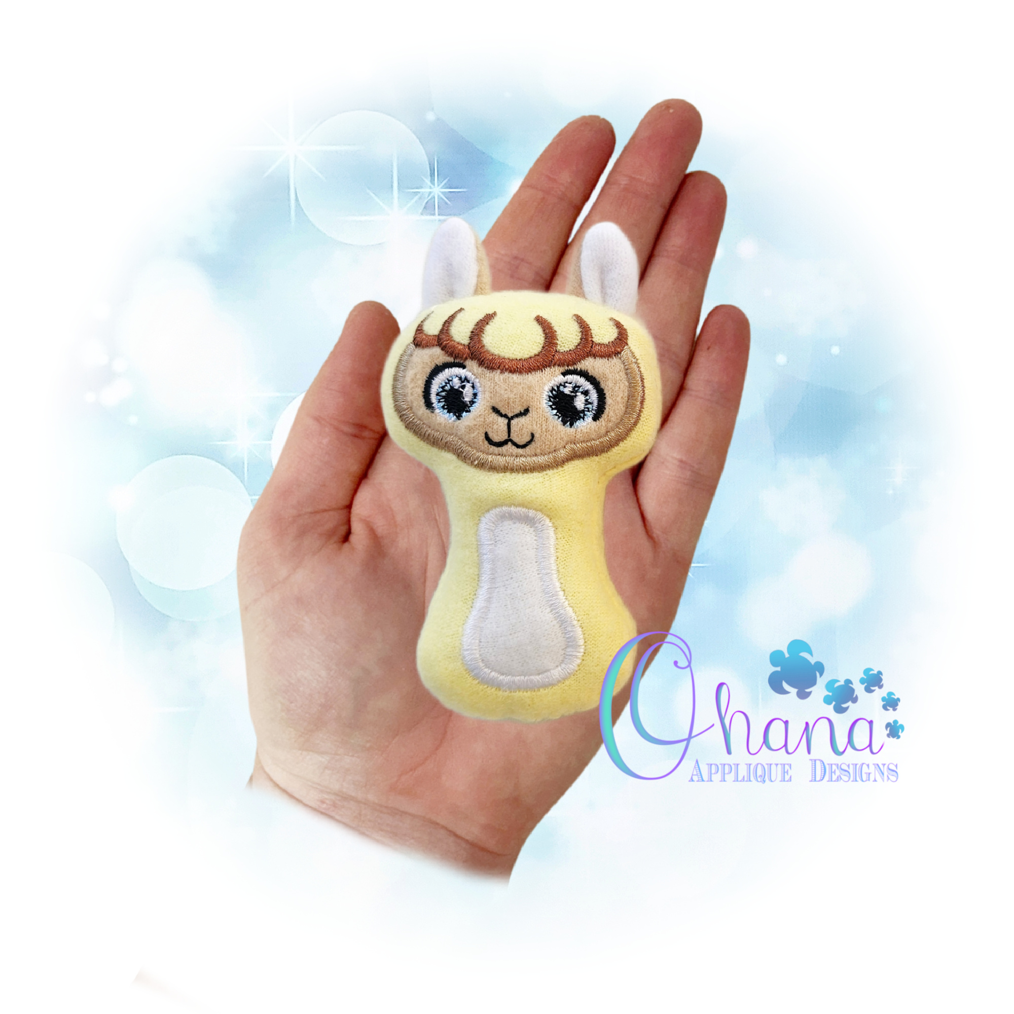 OAD 2601 Llama Rattle 2000 RK Huggable Llama Rattle Embroidery