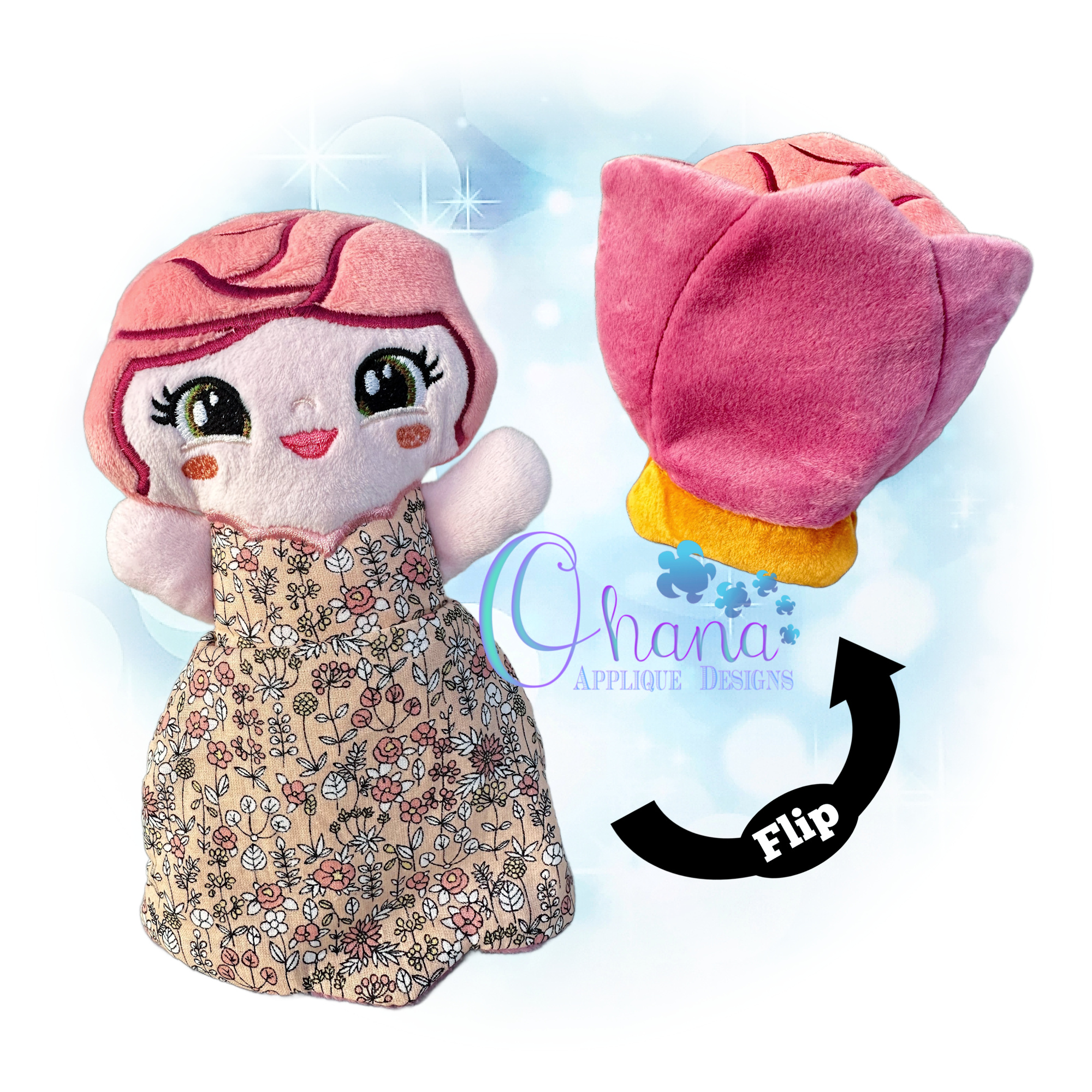 Roseabella Doll Stuffie Embroidery