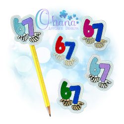 Six Seven Pencil Topper Embroidery
