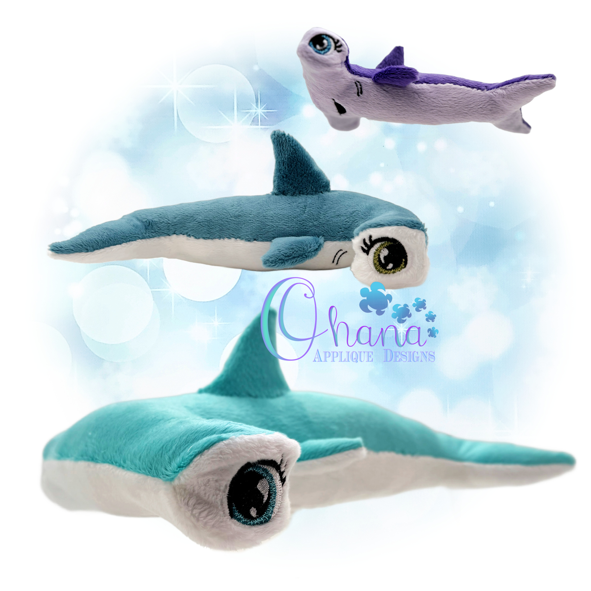 OAD 2602 3D Hammerhead Shark Stuffie 2000 RG copy 3D Hammerhead Shark Stuffie Embroidery