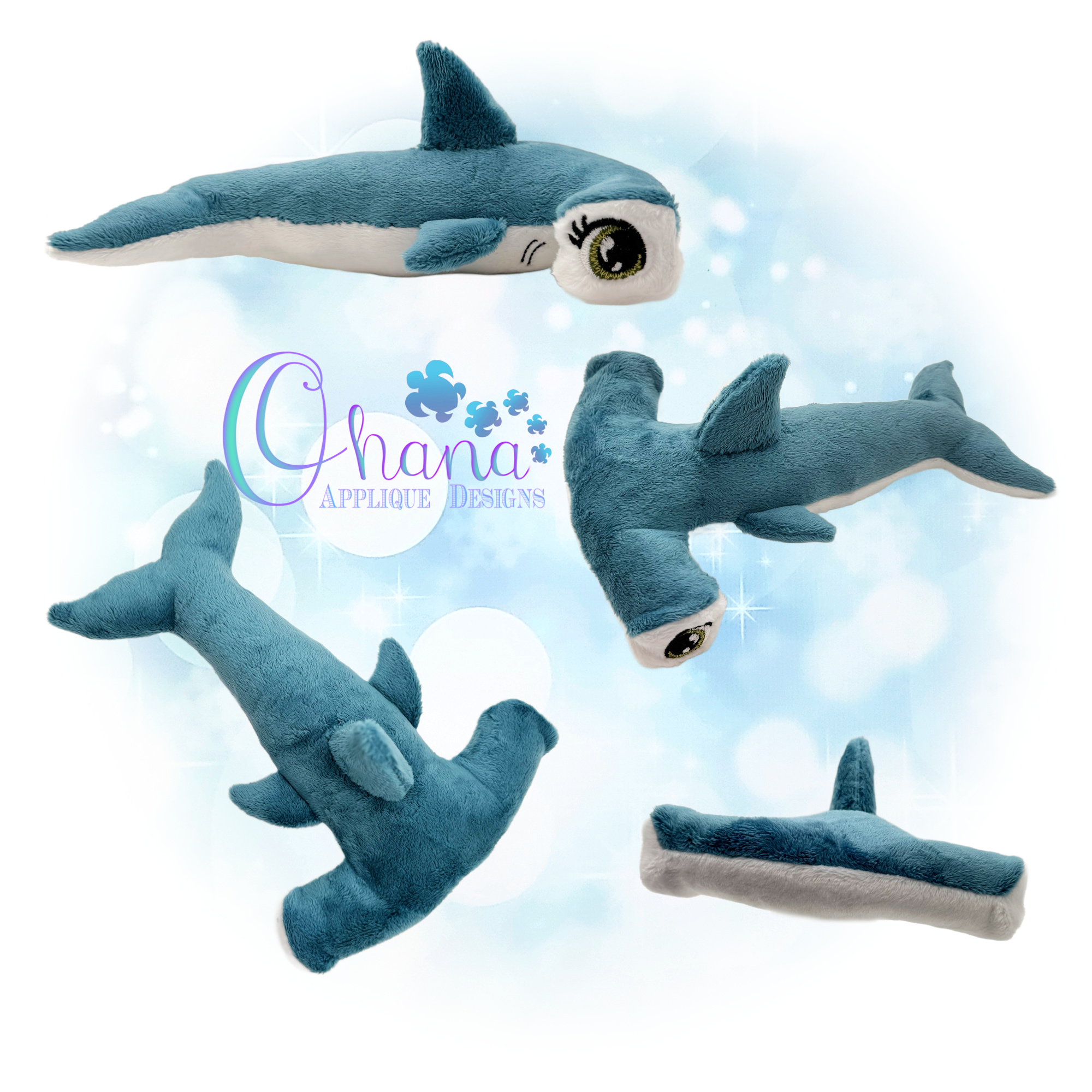 OAD 2602 3D Hammerhead Shark Stuffie 2000 RG 3D Hammerhead Shark Stuffie Embroidery