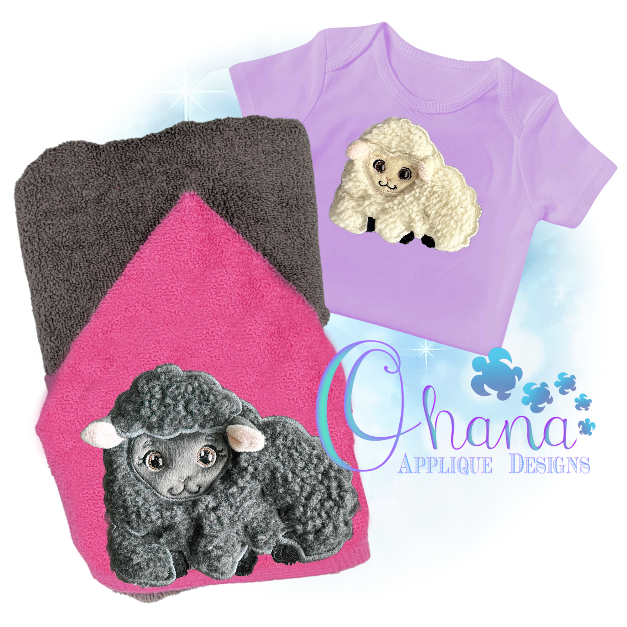 OAD 2602 3D Lamb Applique 2000 MD 3D Sheep Applique Embroidery Design