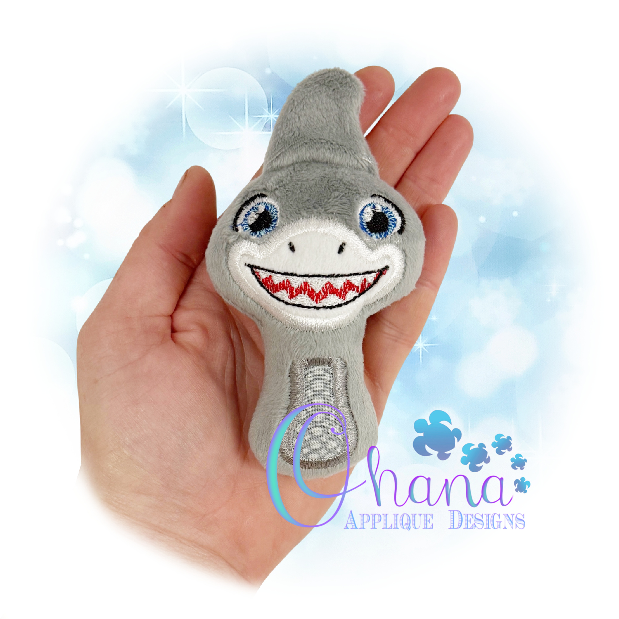 OAD 2602 Huggable Shark Rattle 44 2000 LA Huggable Shark Rattle Embroidery