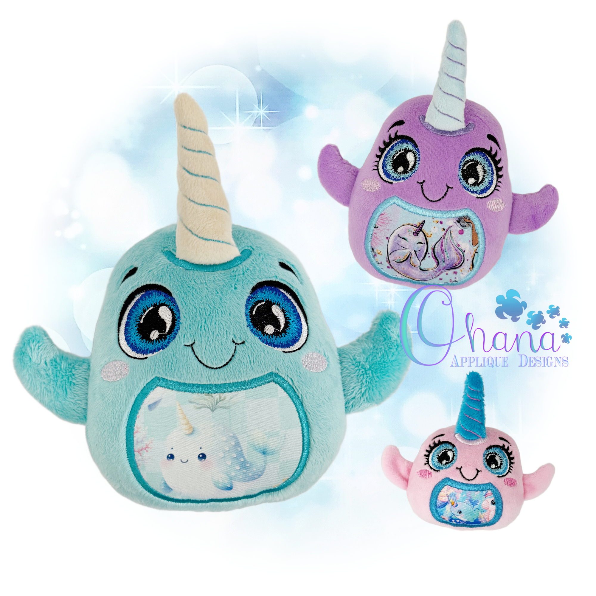 Narwhal Egglet Stuffie Embroidery