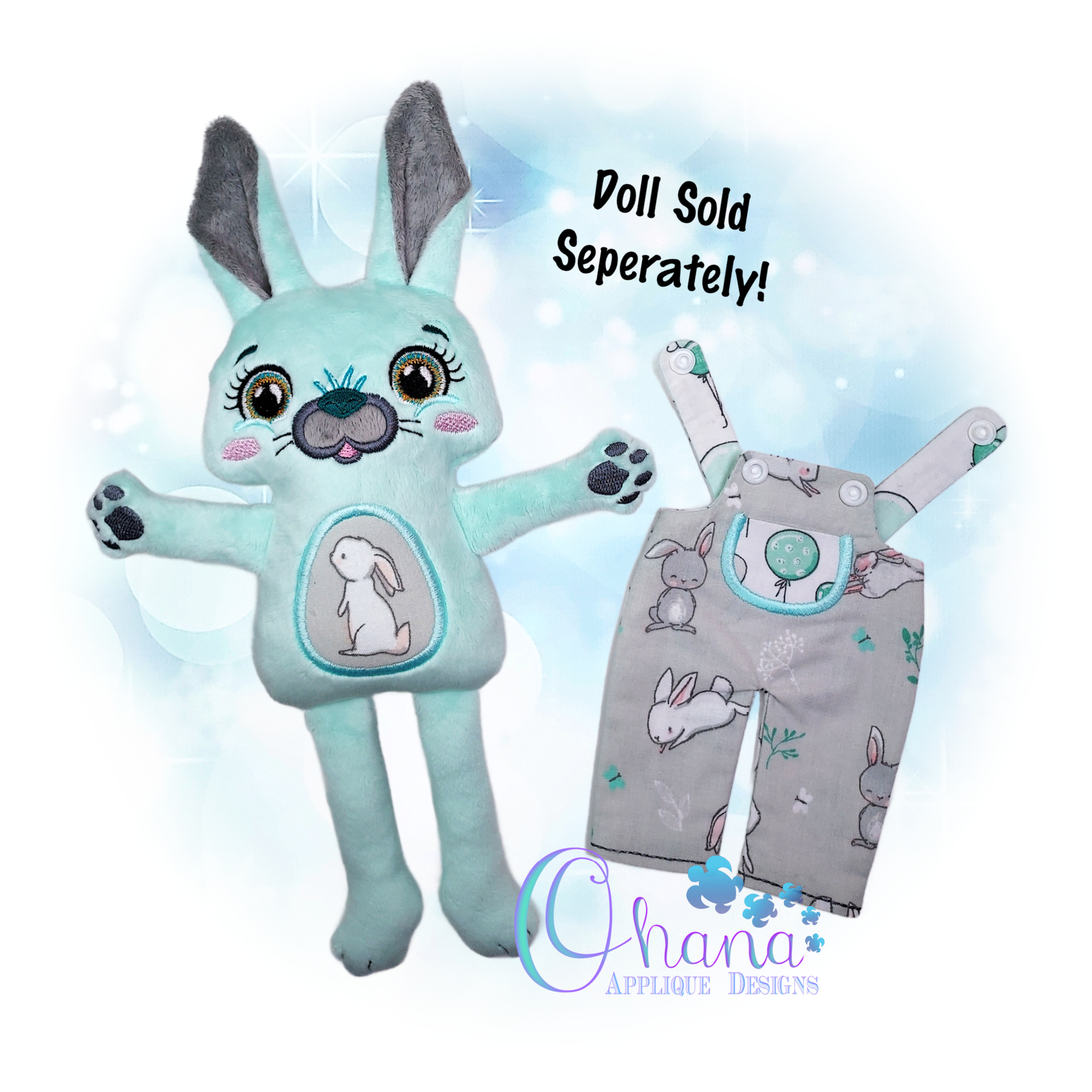 Bunny Dress Up Doll Overalls Outfit