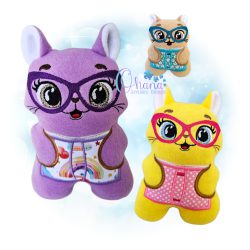 Cat Book Buddy Stuffie Embroidery