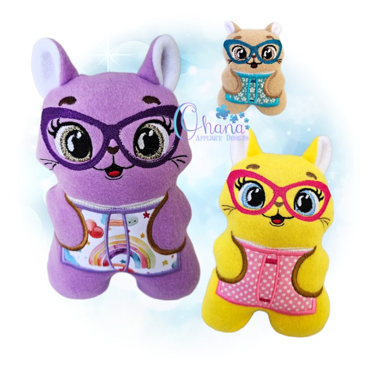 Cat Book Buddy Stuffie Embroidery