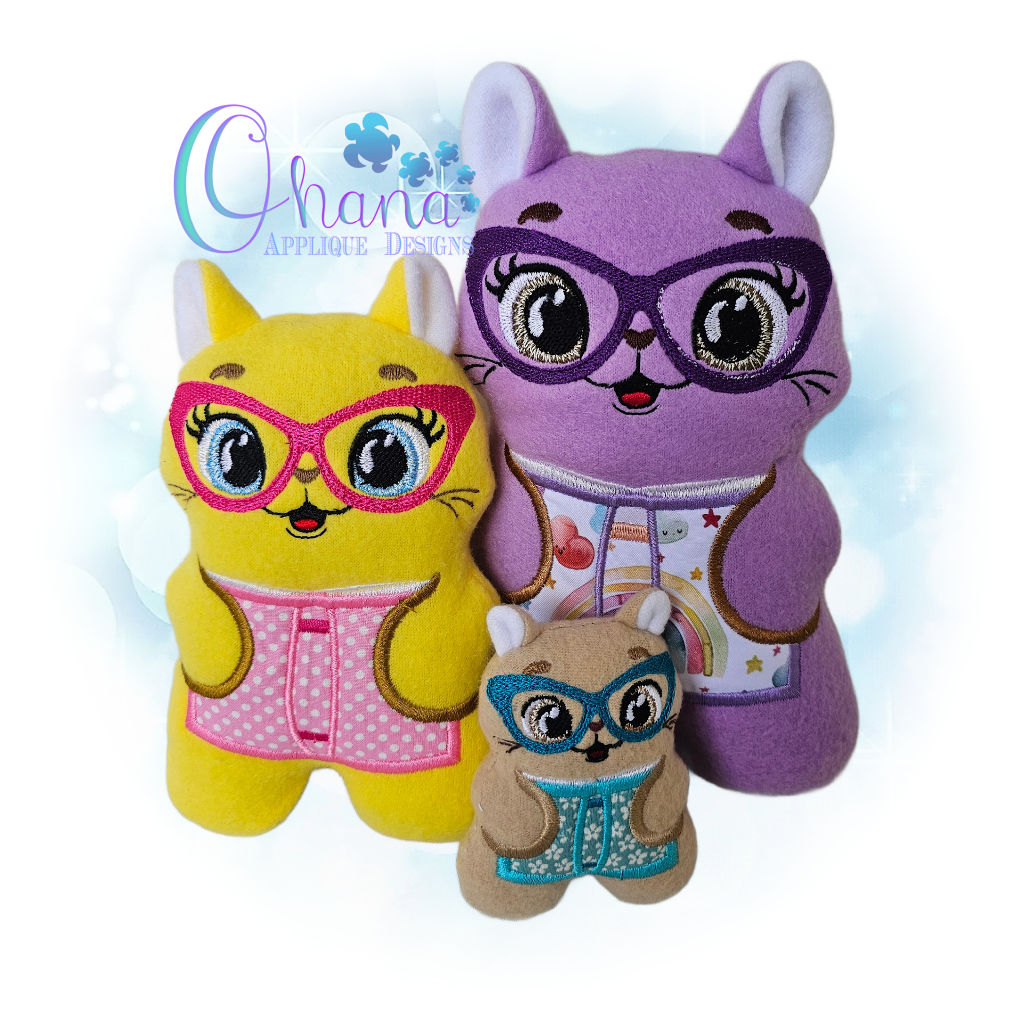 Cat Book Buddy Stuffie Embroidery