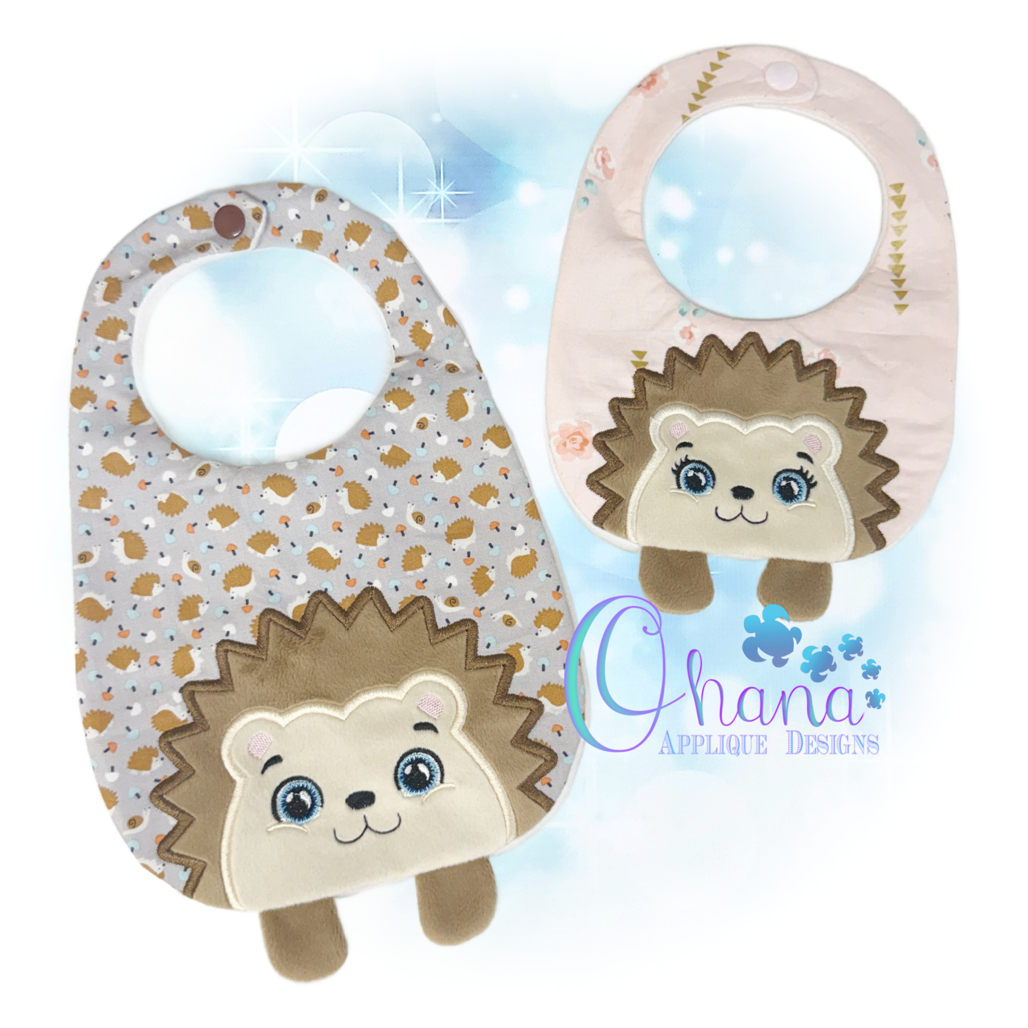 OAD 2603 Hedgehog Bib 2000 LA Hedgehog Bib Embroidery Design