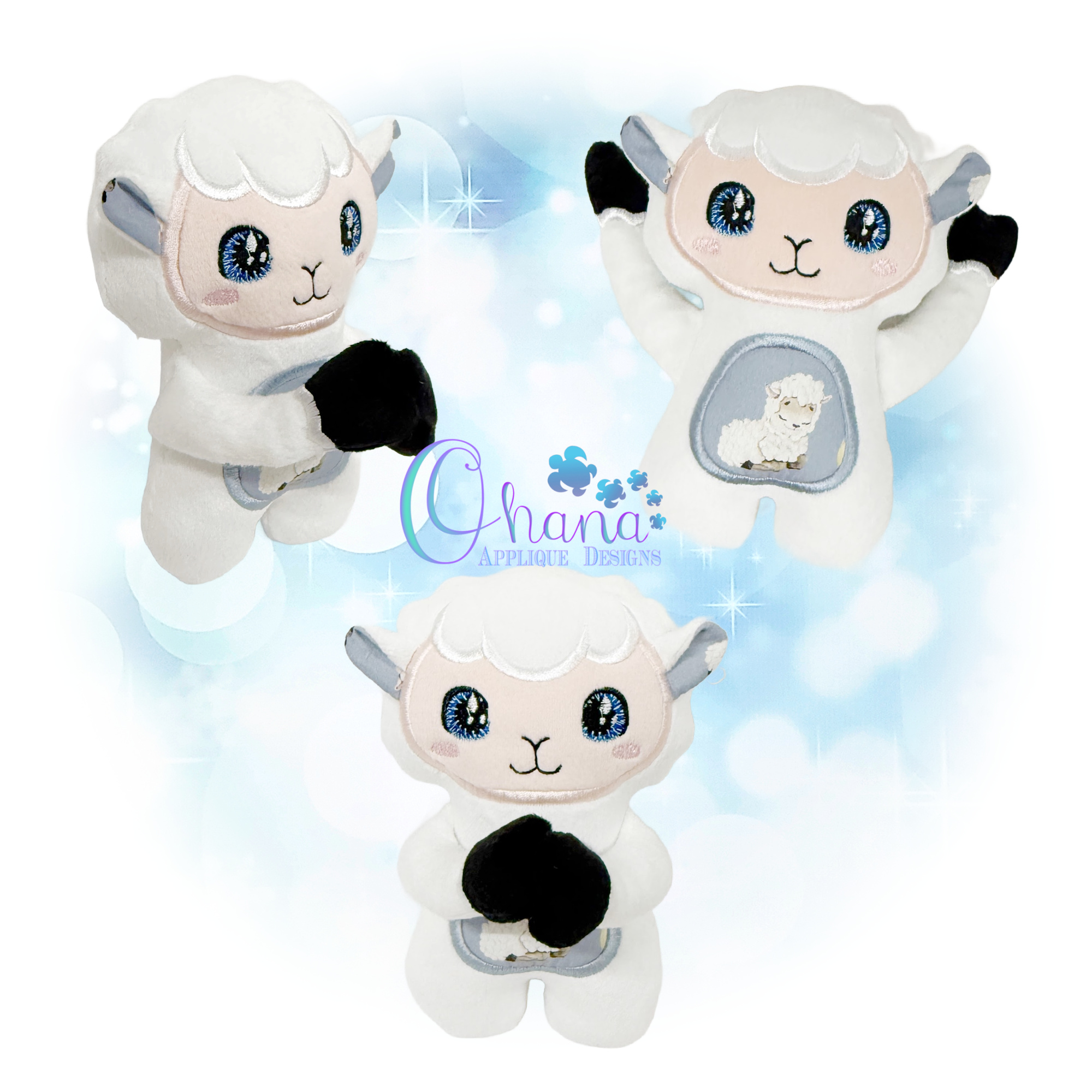 Praying Lamb Stuffie Embroidery